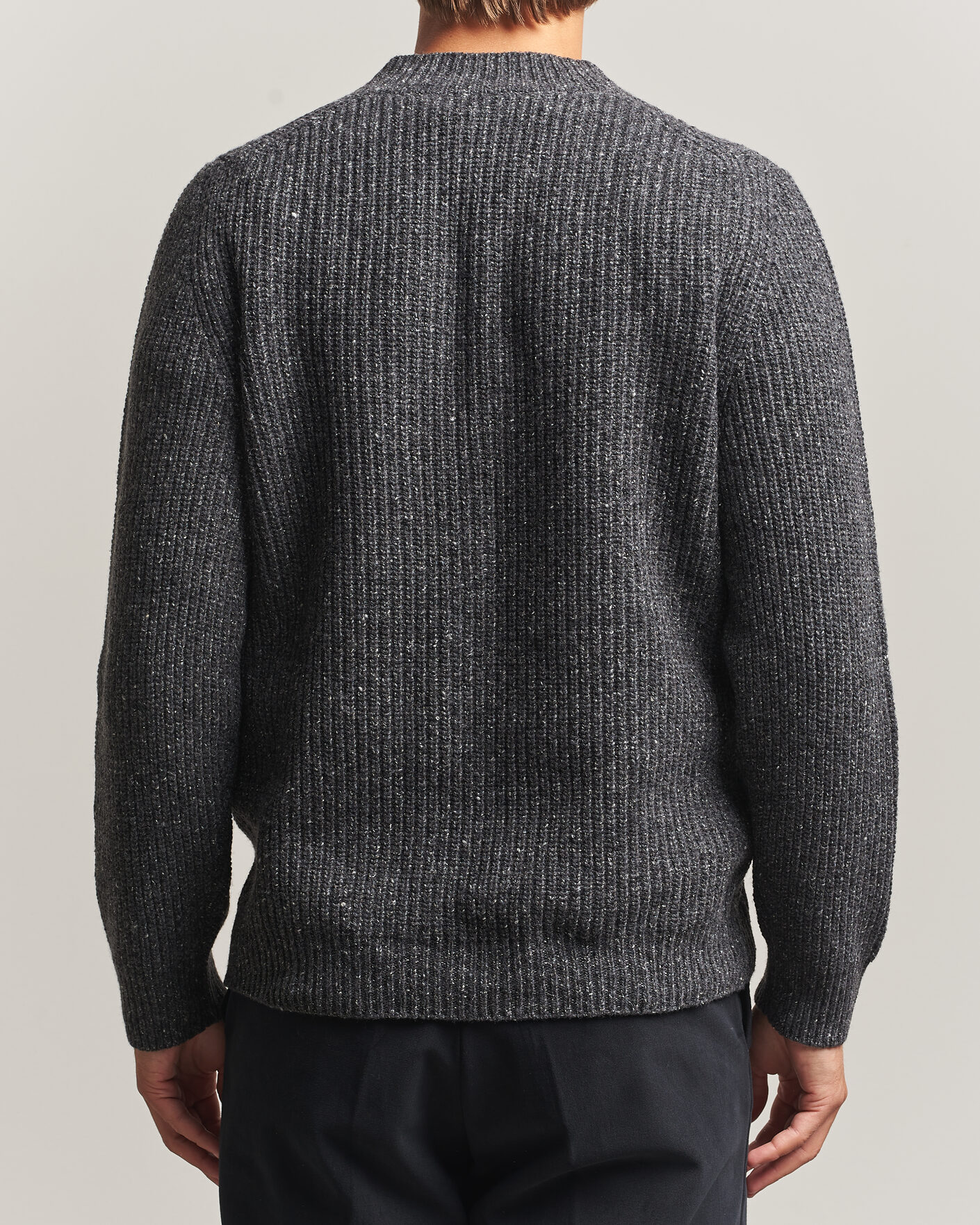 Mies | Puserot | Morgano | Fisherman Ribb Donegal Knitted V-Neck Dark Grey
