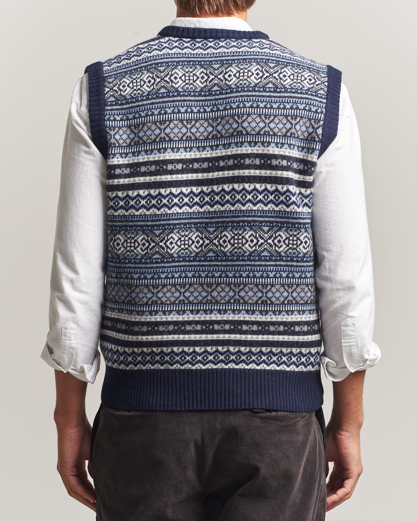 Mies | Puserot | Morgano | Wool/Cashmere Fair Isle Knitted Vest Navy