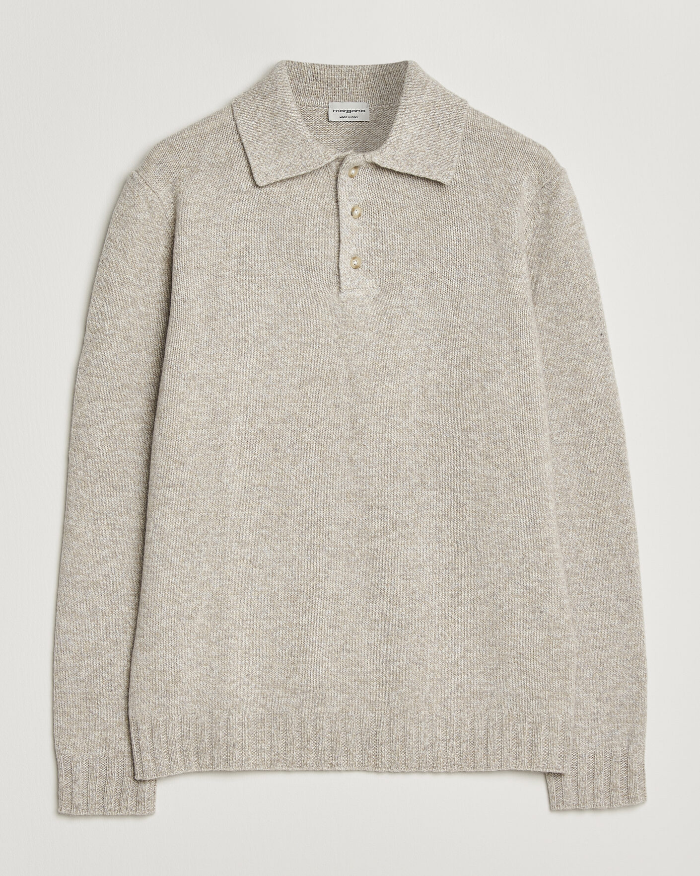 Mies | Puserot | Morgano | Wool/Cashmere Knitted Polo Beige
