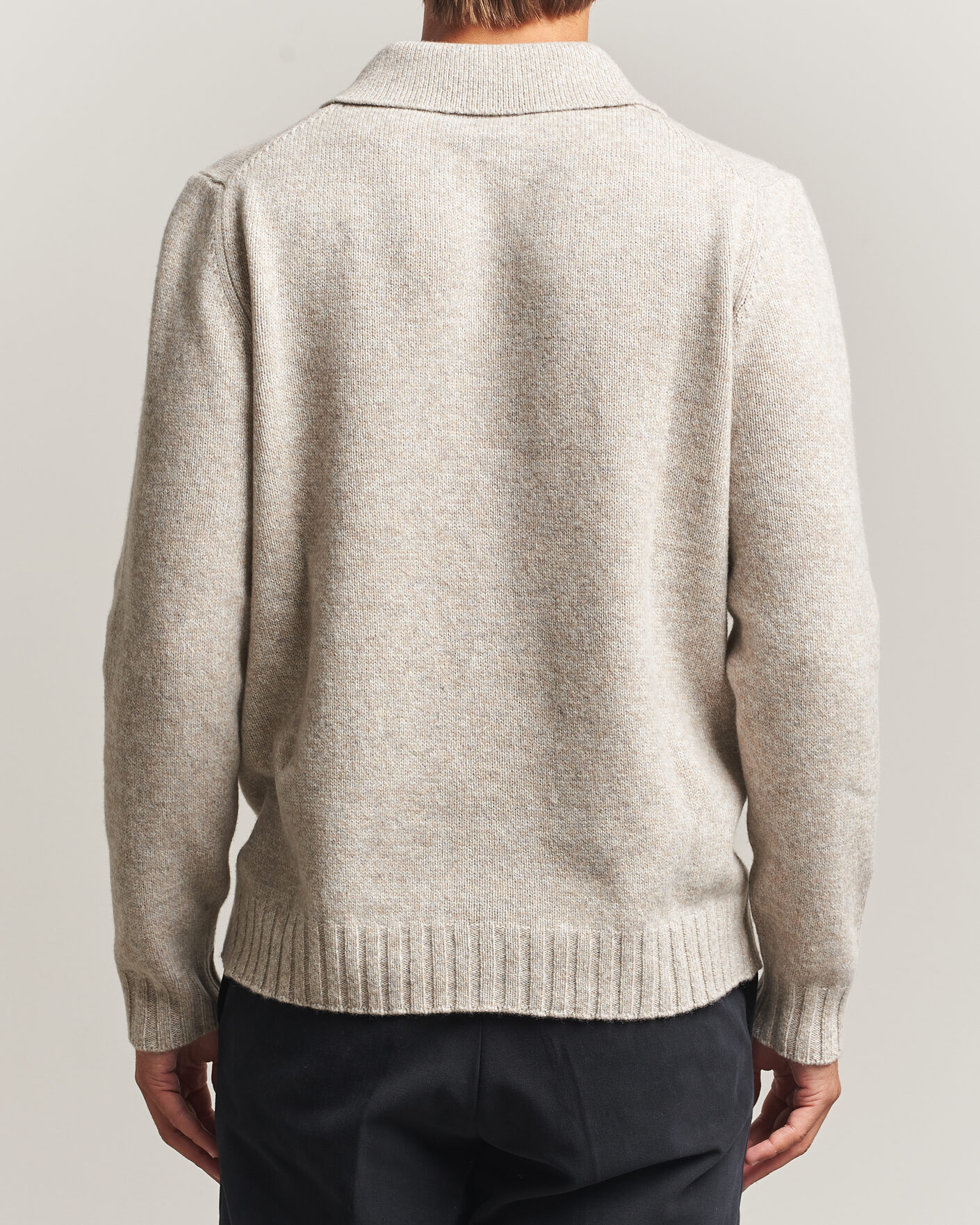 Mies | Puserot | Morgano | Wool/Cashmere Knitted Polo Beige