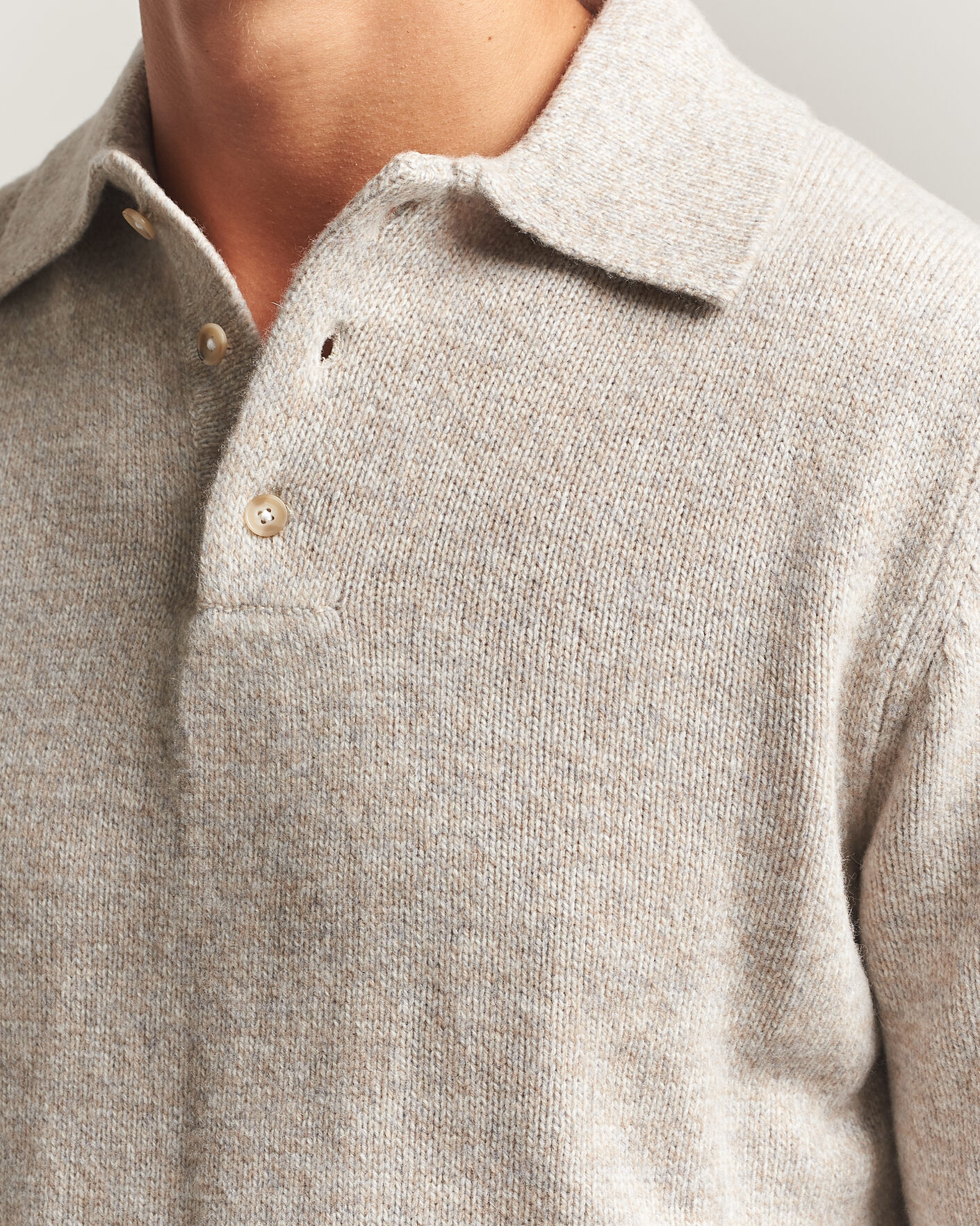 Mies | Puserot | Morgano | Wool/Cashmere Knitted Polo Beige