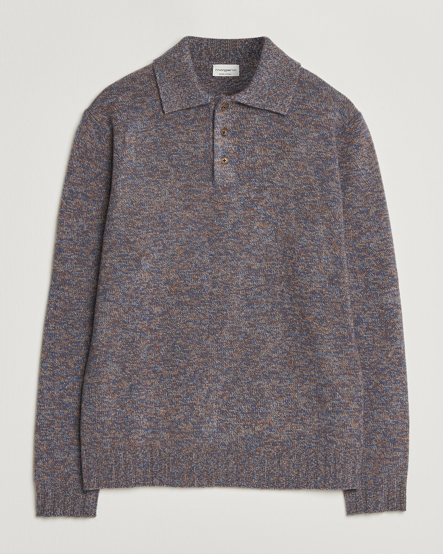 Mies | Puserot | Morgano | Wool/Cashmere Knitted Polo Blue