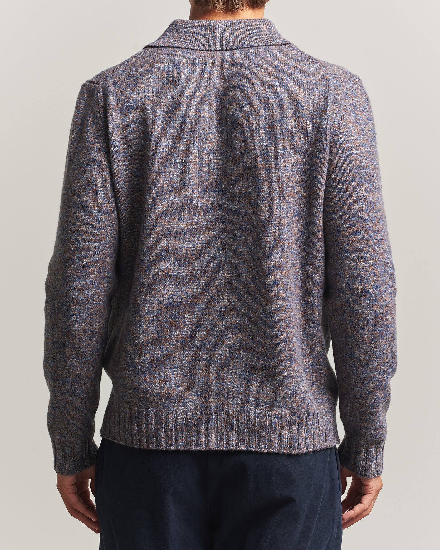 Mies | Puserot | Morgano | Wool/Cashmere Knitted Polo Blue