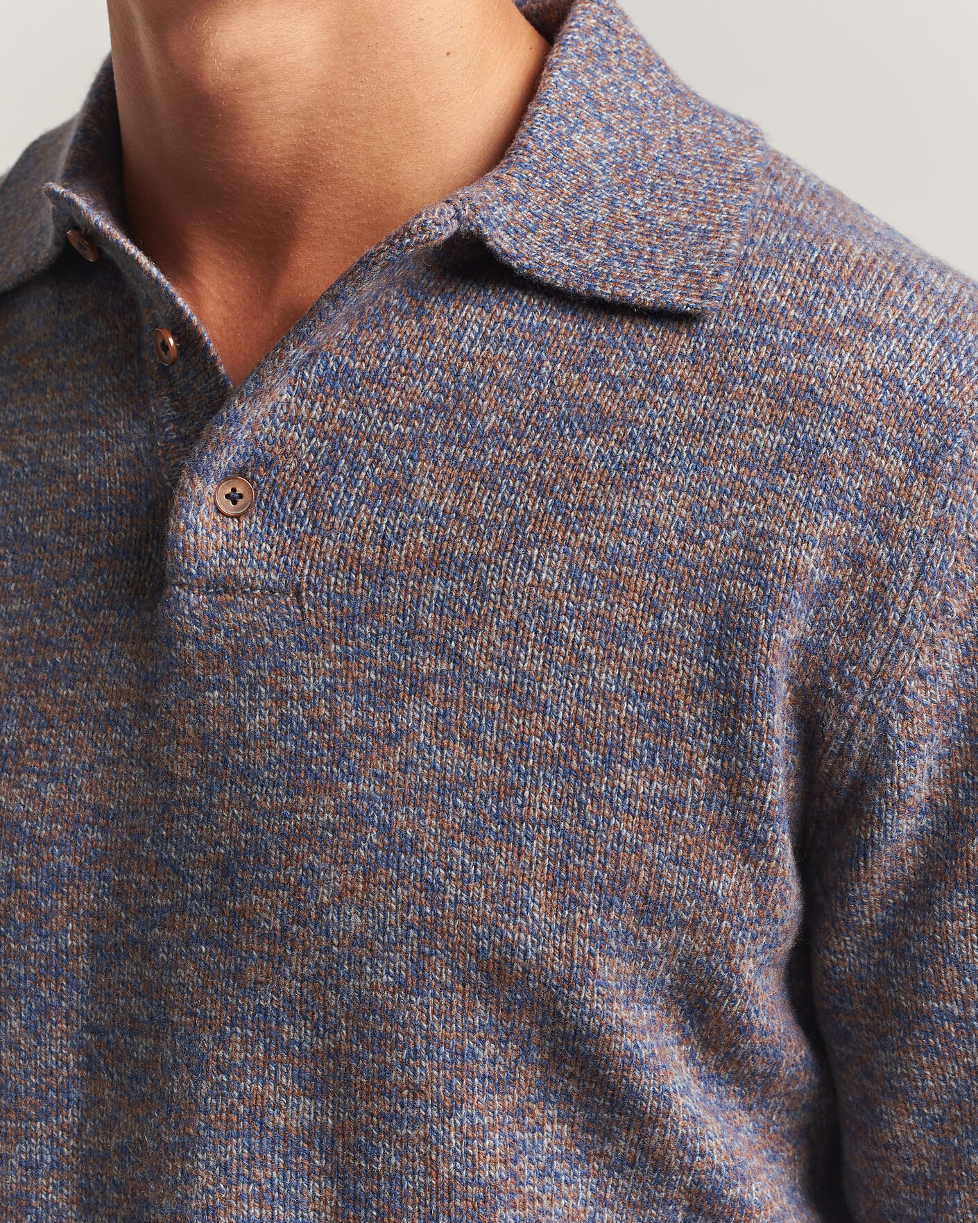 Mies | Puserot | Morgano | Wool/Cashmere Knitted Polo Blue