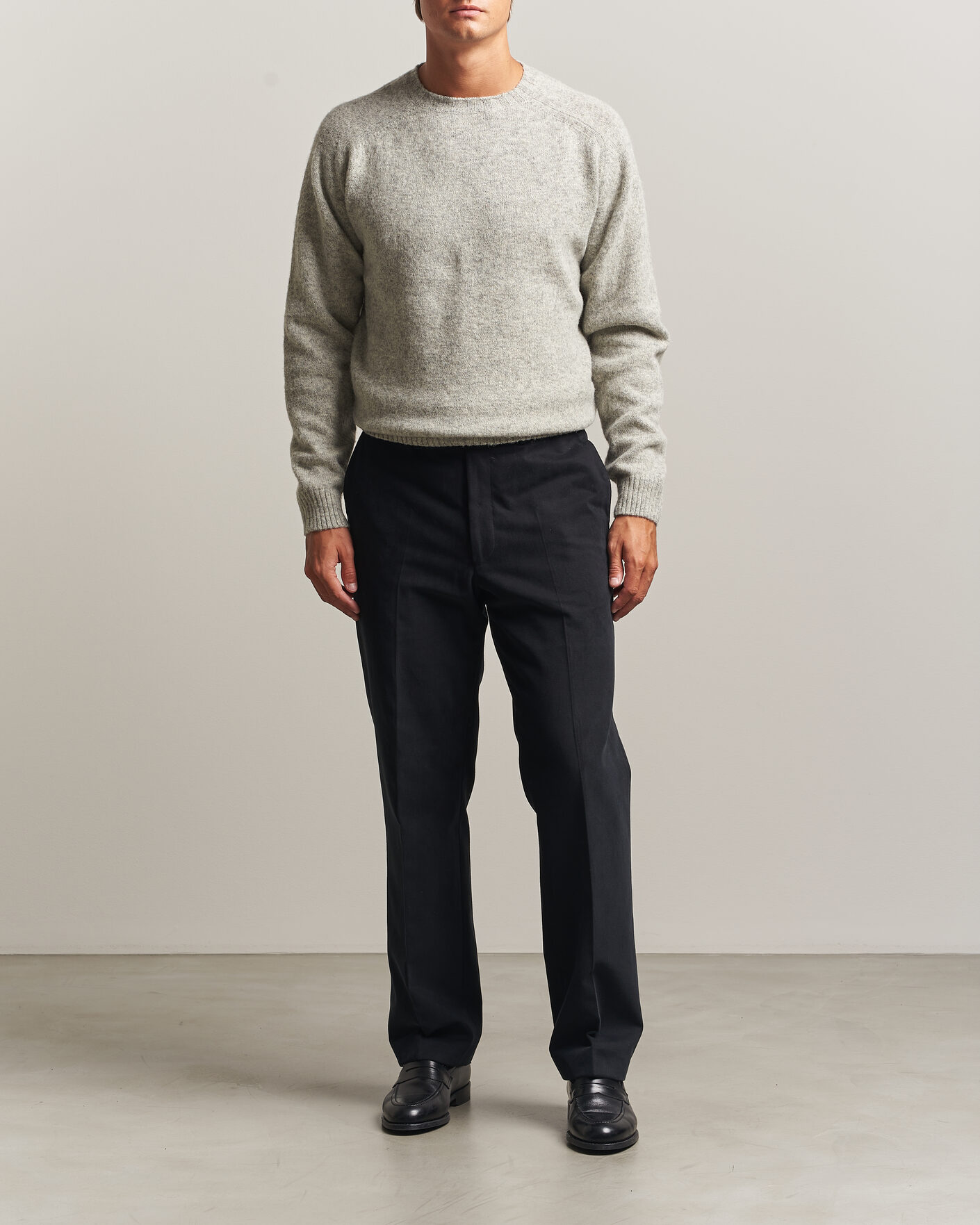 Mies | Puserot | Morgano | Brushed Wool Crewneck Grey