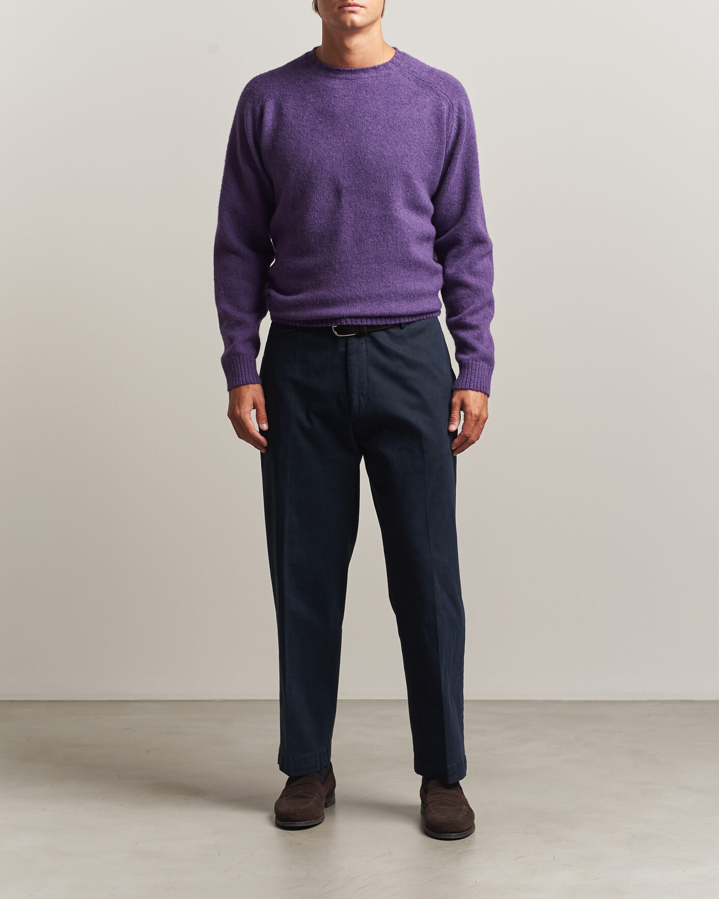 Mies | Puserot | Morgano | Brushed Wool Crewneck Purple