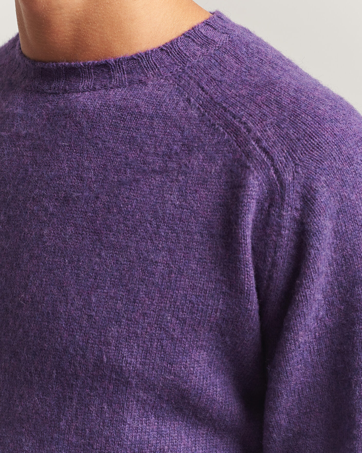 Mies | Puserot | Morgano | Brushed Wool Crewneck Purple