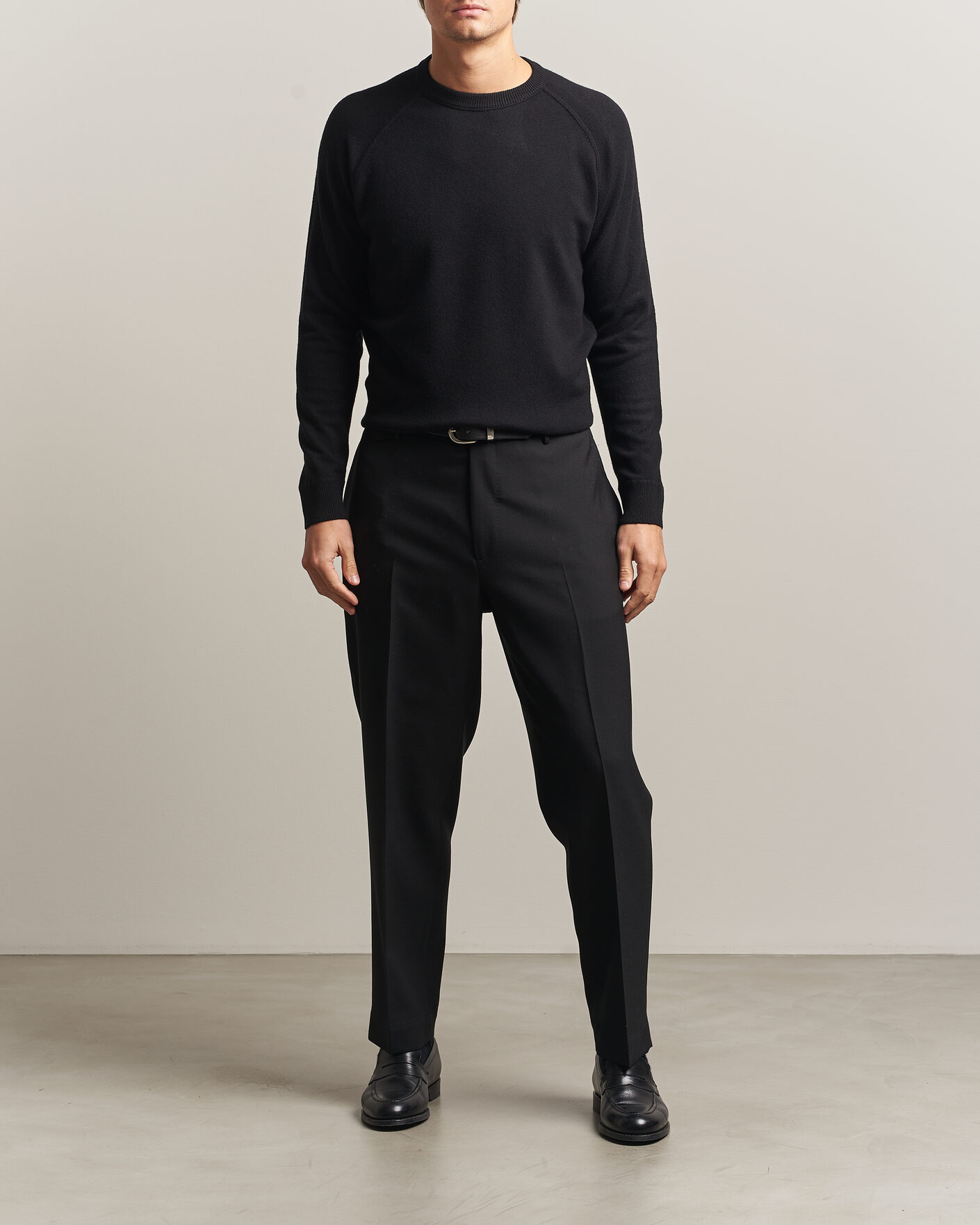 Mies | Puserot | Morgano | Wool/Cashmere Raglan Crew Black