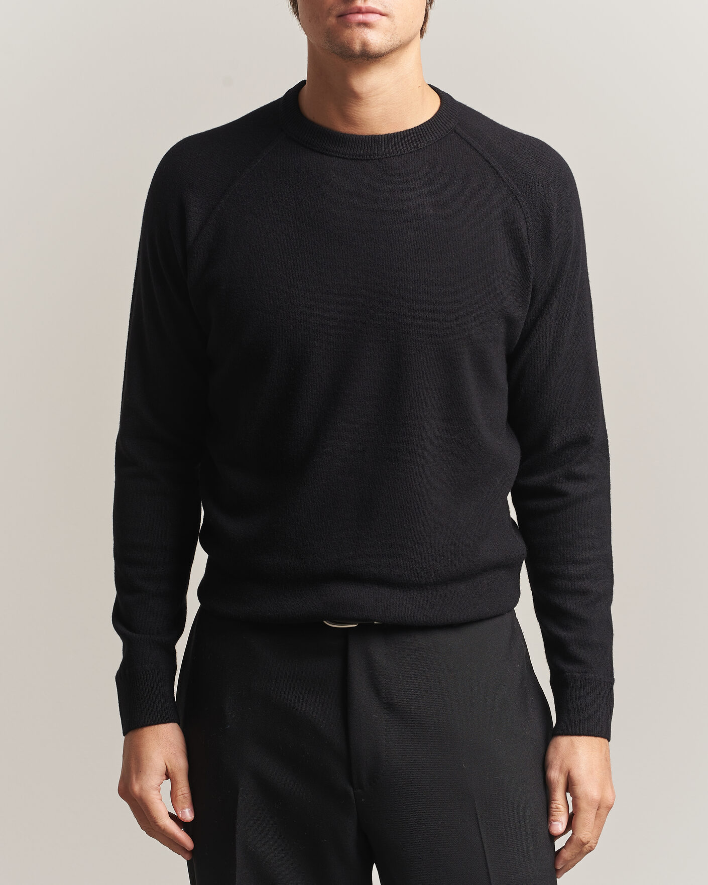 Mies | Puserot | Morgano | Wool/Cashmere Raglan Crew Black