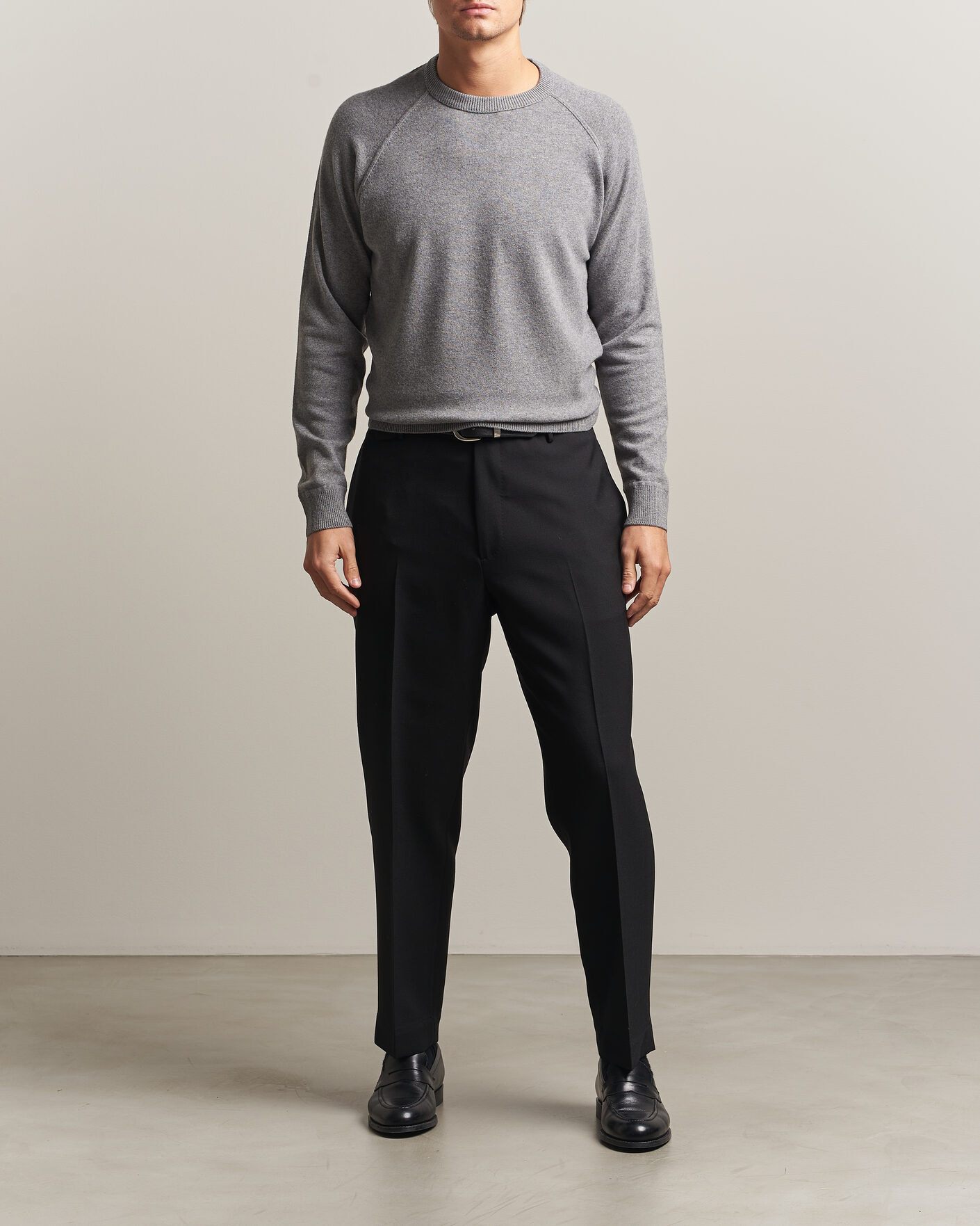Mies | Puserot | Morgano | Wool/Cashmere Raglan Crew Grey