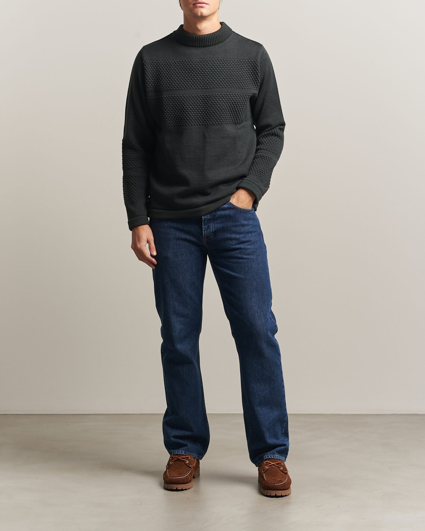 Mies | Puserot | S.N.S. Herning | Fisherman Mock Neck Terrain Green