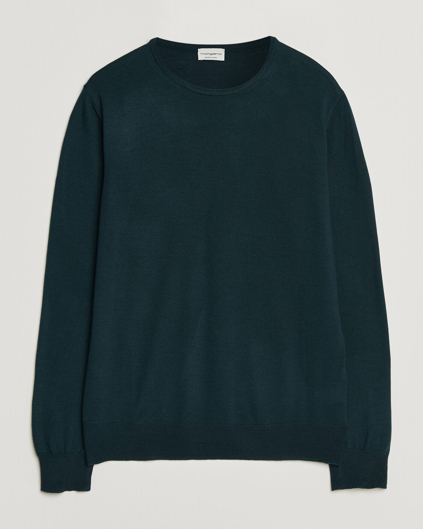 Mies | Puserot | Morgano | Extra Fine Merino Wool Crewneck Bottle Green