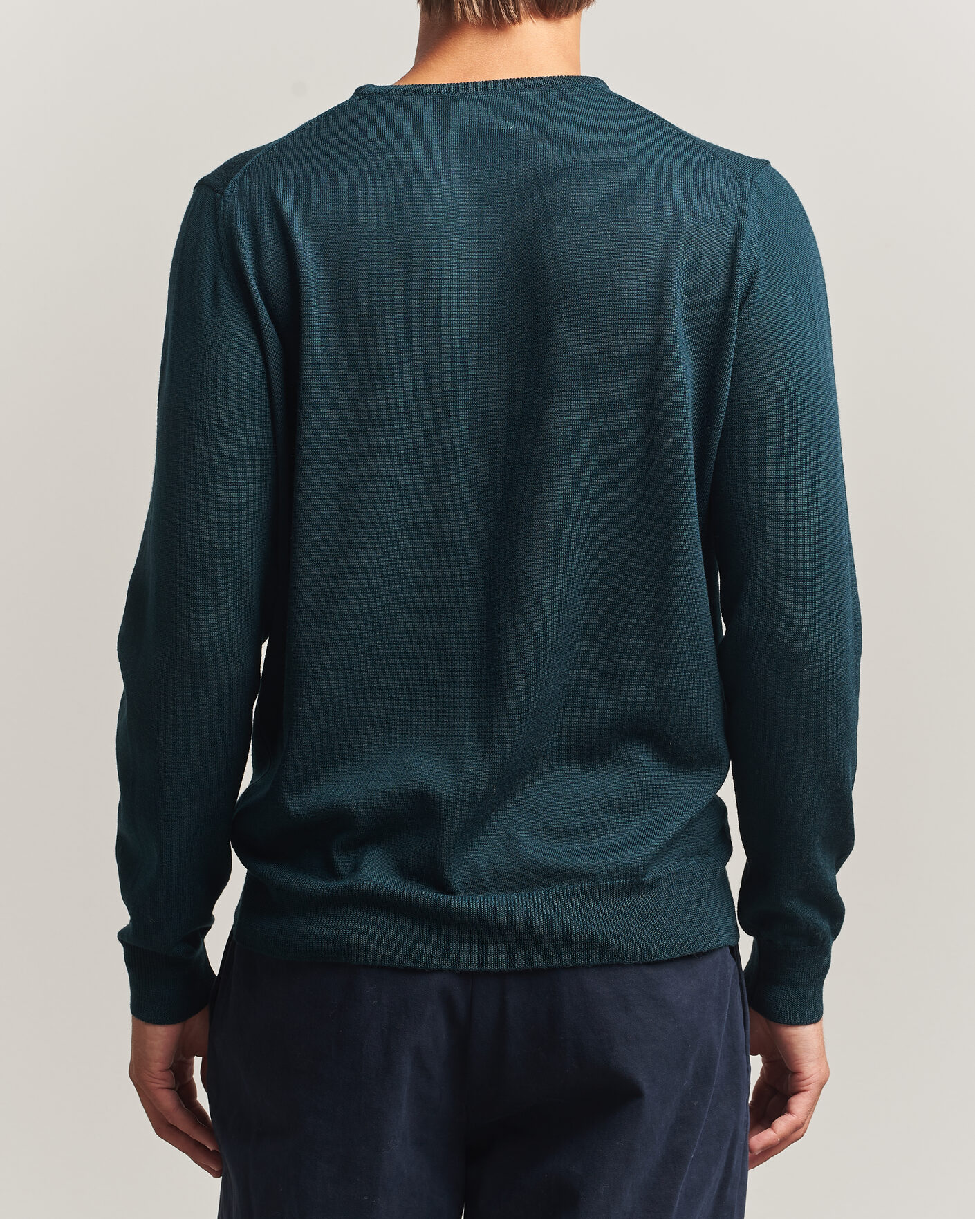 Mies | Puserot | Morgano | Extra Fine Merino Wool Crewneck Bottle Green