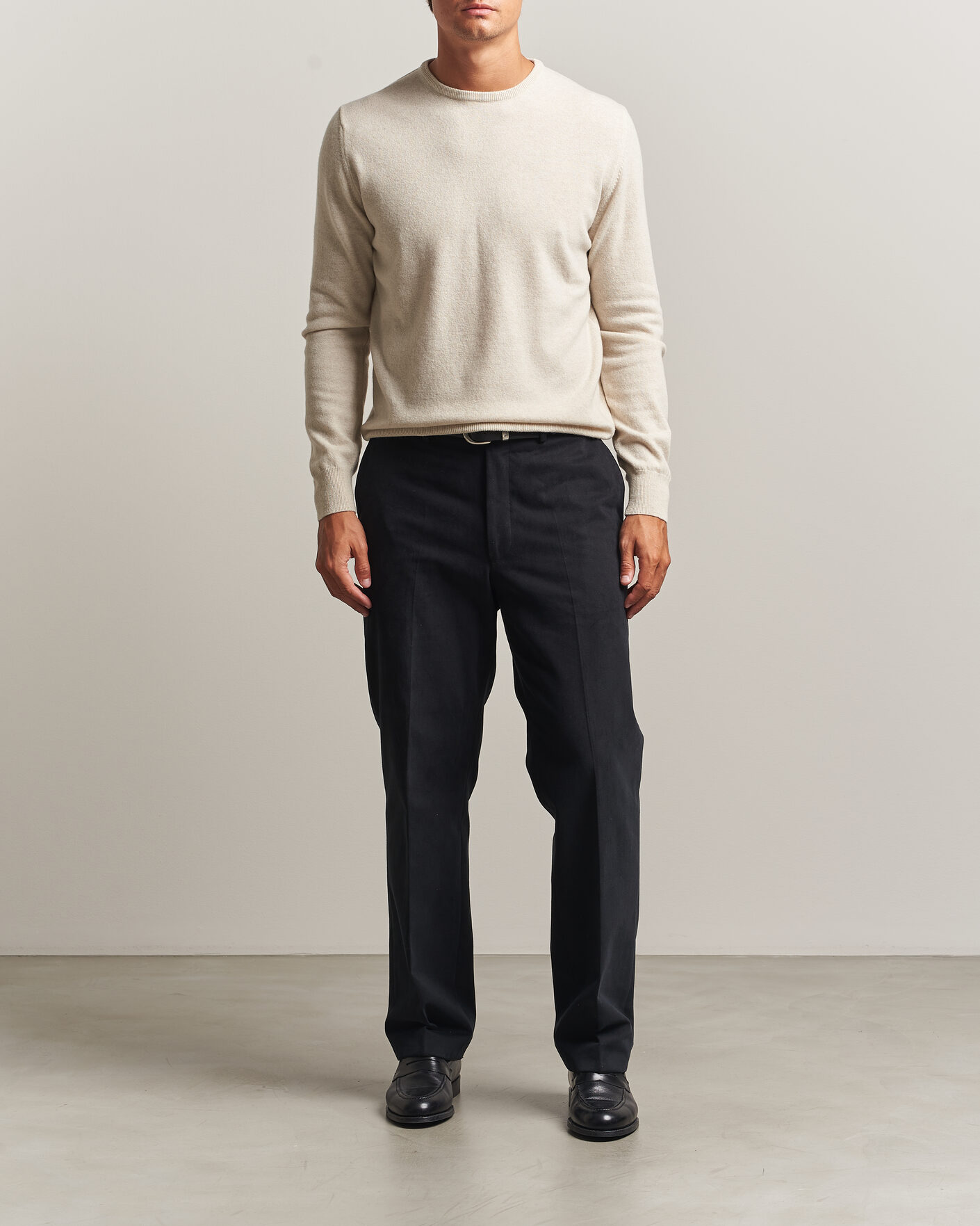 Mies | Puserot | Morgano | Wool/Cashmere Crewneck Beige