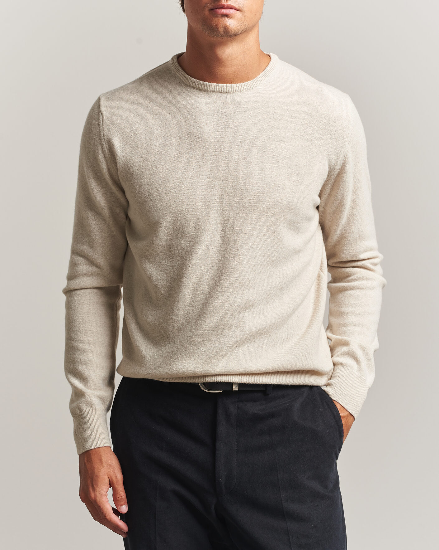 Mies | Puserot | Morgano | Wool/Cashmere Crewneck Beige