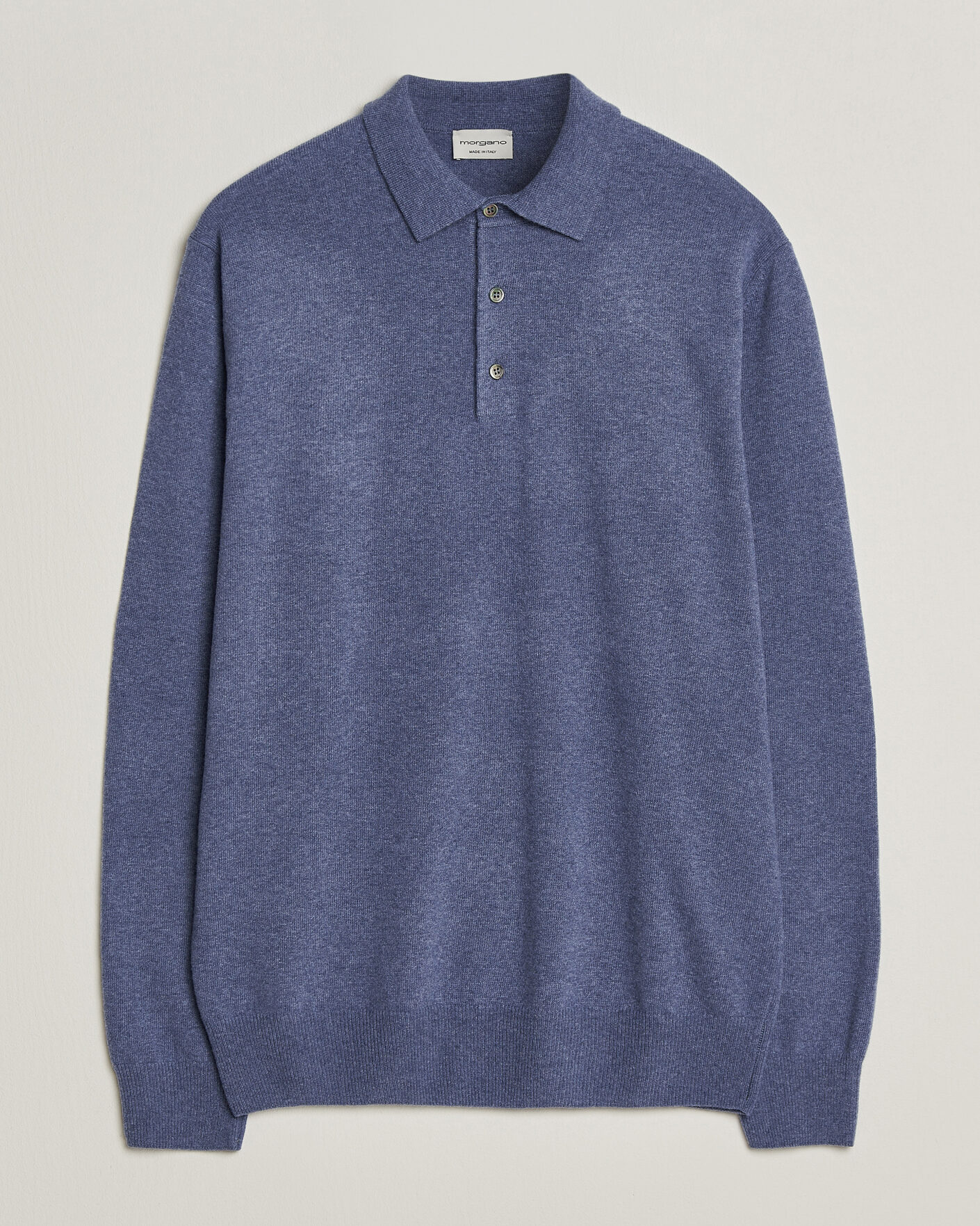 Mies | Puserot | Morgano | Wool/Cashmere Polo Mid Blue
