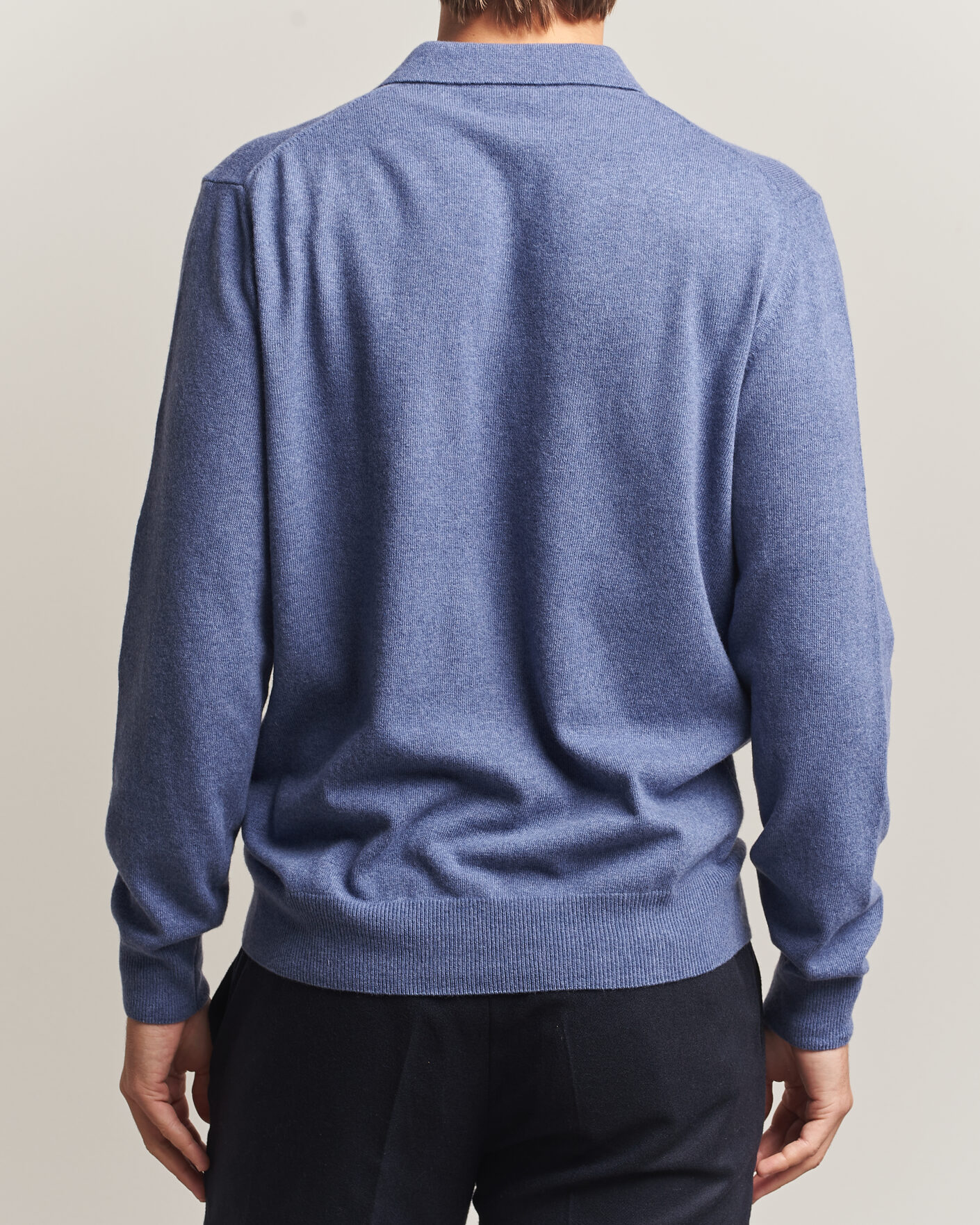 Mies | Puserot | Morgano | Wool/Cashmere Polo Mid Blue