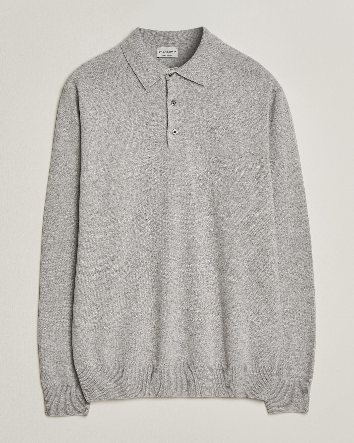 Mies | Puserot | Morgano | Wool/Cashmere Polo Mid Grey