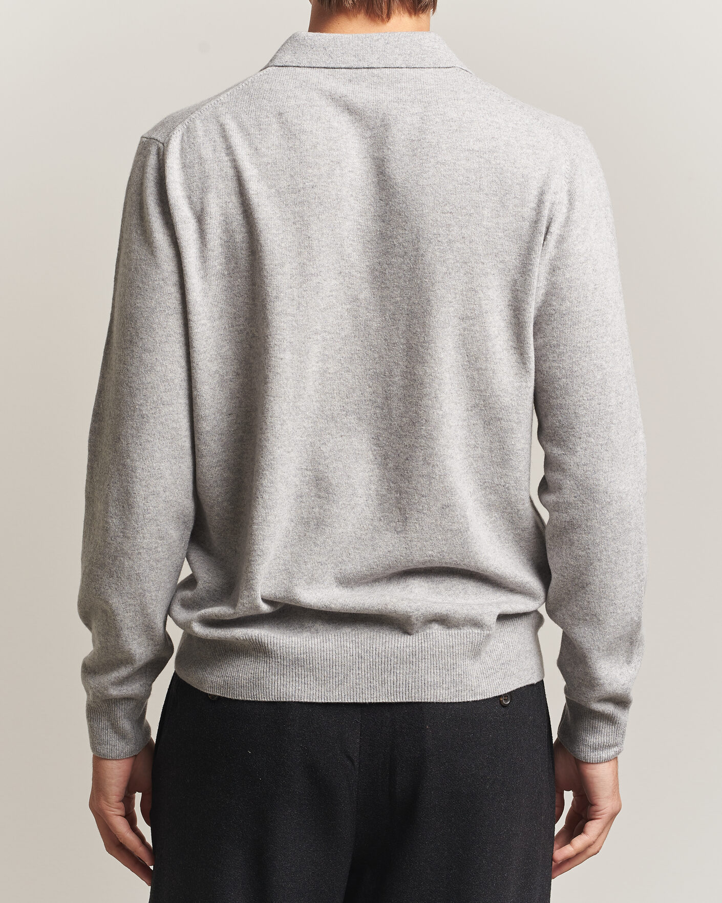 Mies | Puserot | Morgano | Wool/Cashmere Polo Mid Grey