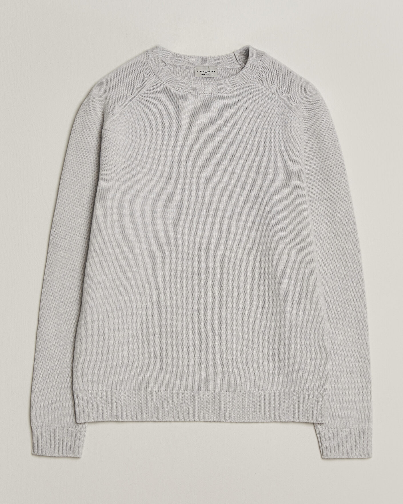Mies | Puserot | Morgano | Heavy Knitted Wool/Cashmere Crewneck Light Grey