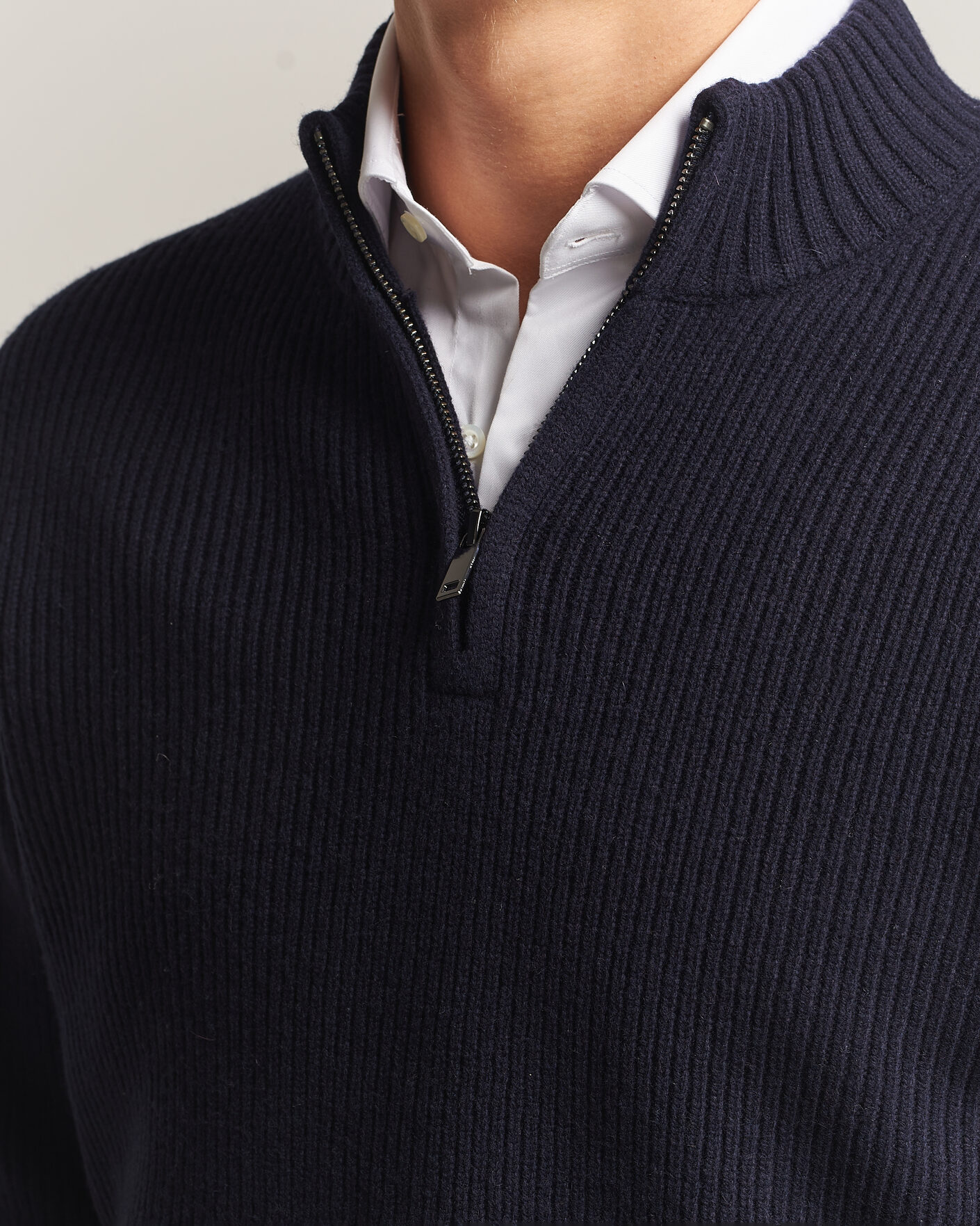 Mies | Puserot | Charles Tyrwhitt | Chunky Merino Zip Neck Navy