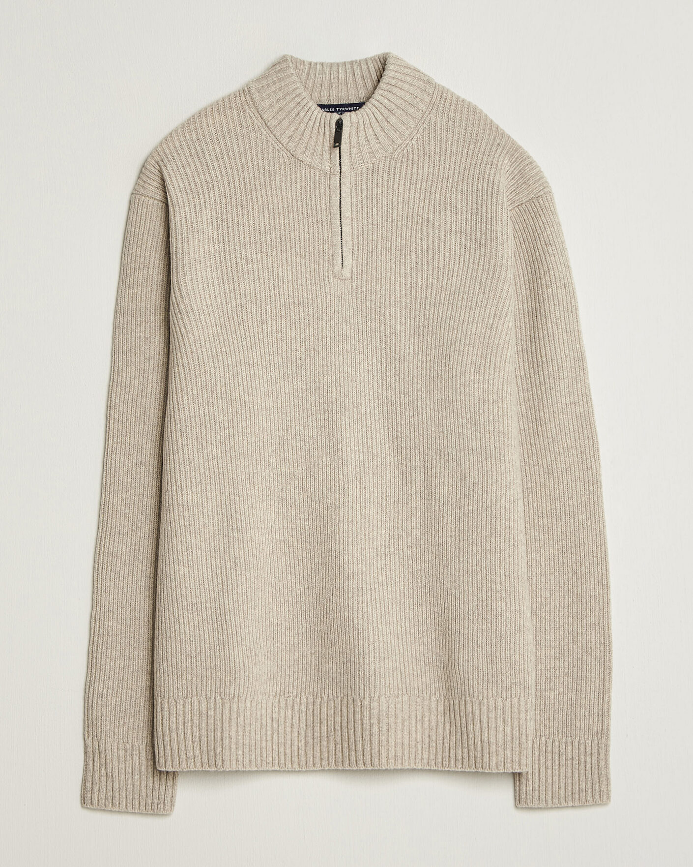 Mies | Puserot | Charles Tyrwhitt | Chunky Merino Zip Neck Oat