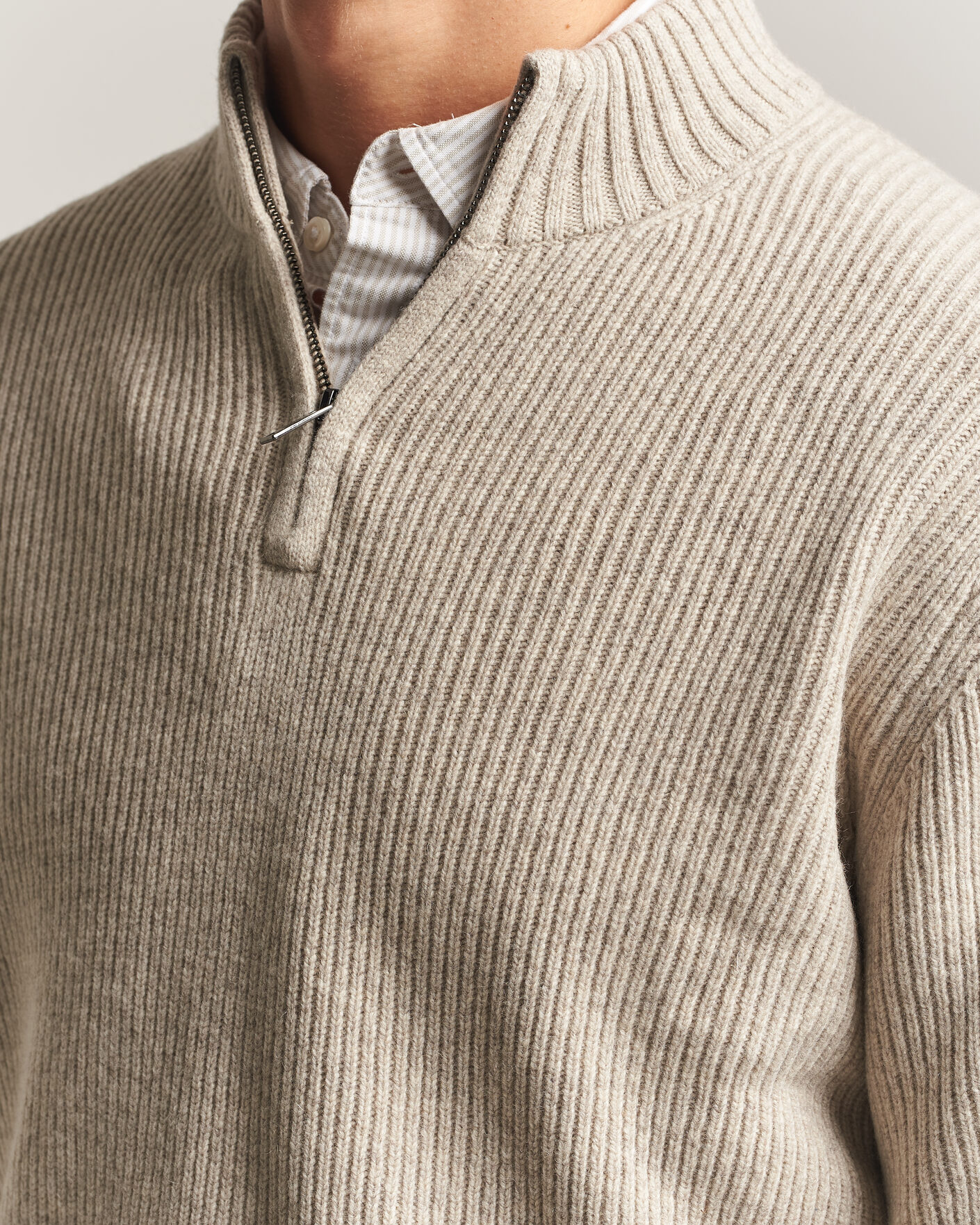 Mies | Puserot | Charles Tyrwhitt | Chunky Merino Zip Neck Oat