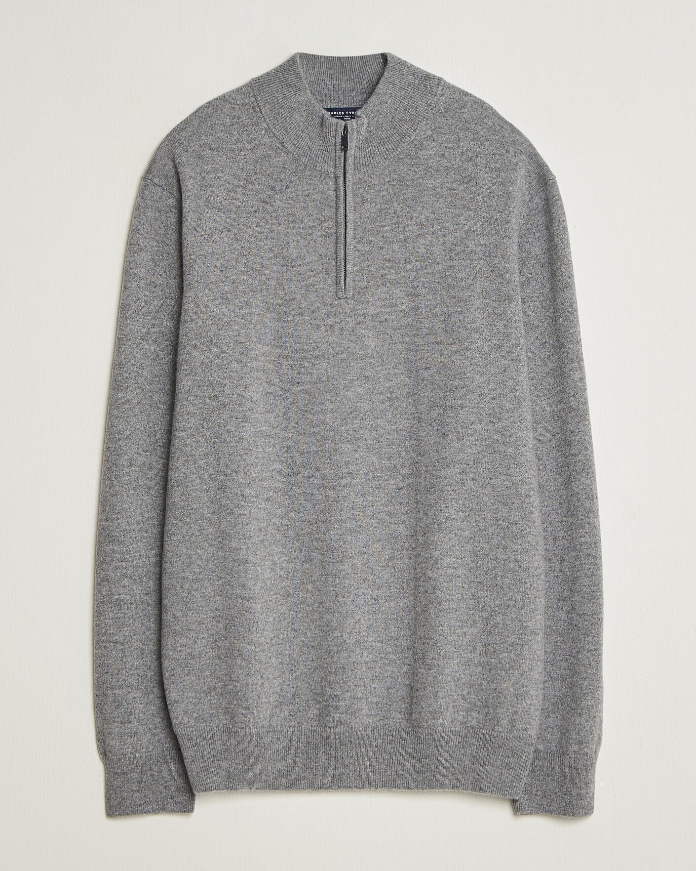 Mies | Puserot | Charles Tyrwhitt | Pure Cashmere Zip Neck Jumper Grey