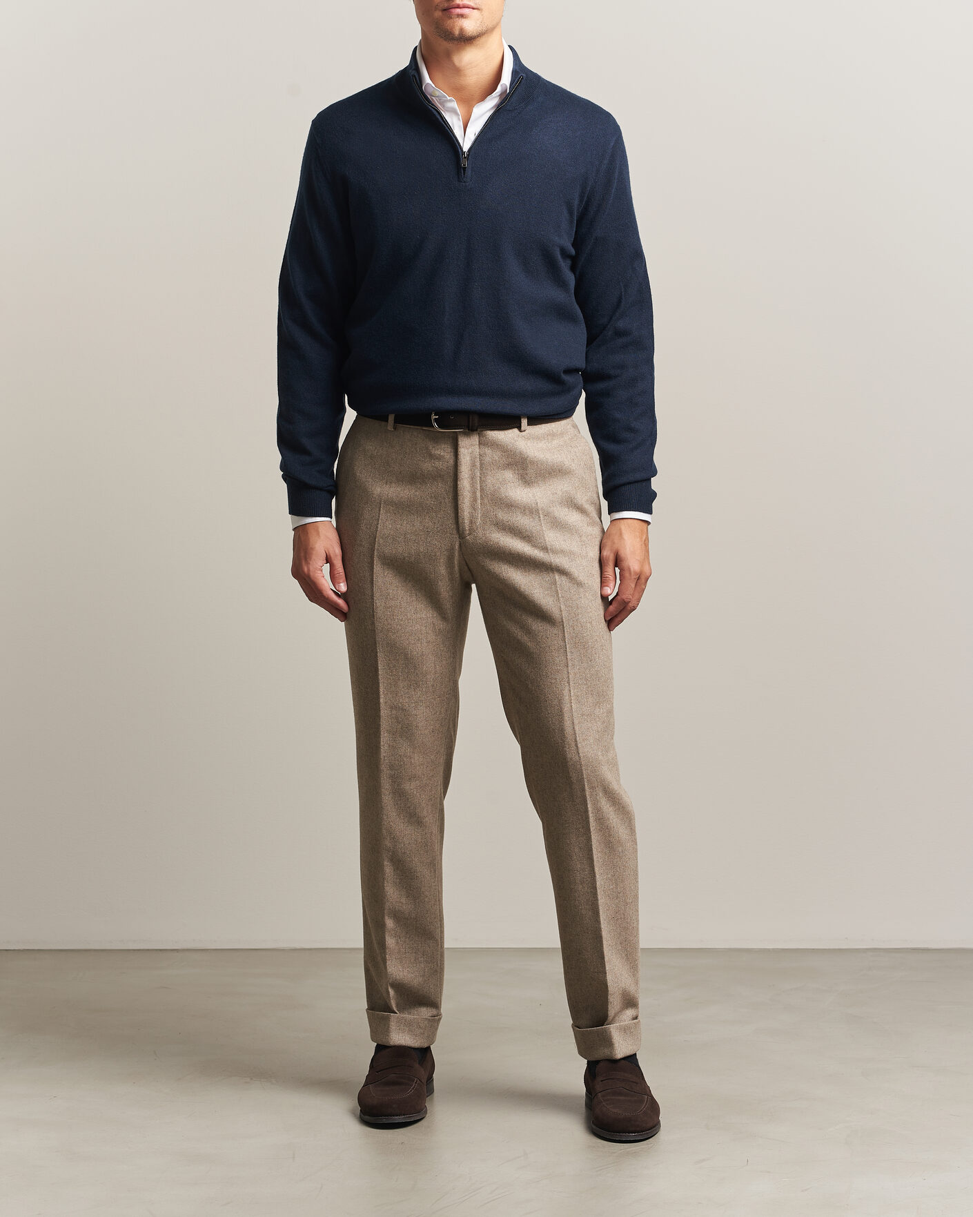 Mies | Puserot | Charles Tyrwhitt | Pure Cashmere Zip Neck Jumper Navy