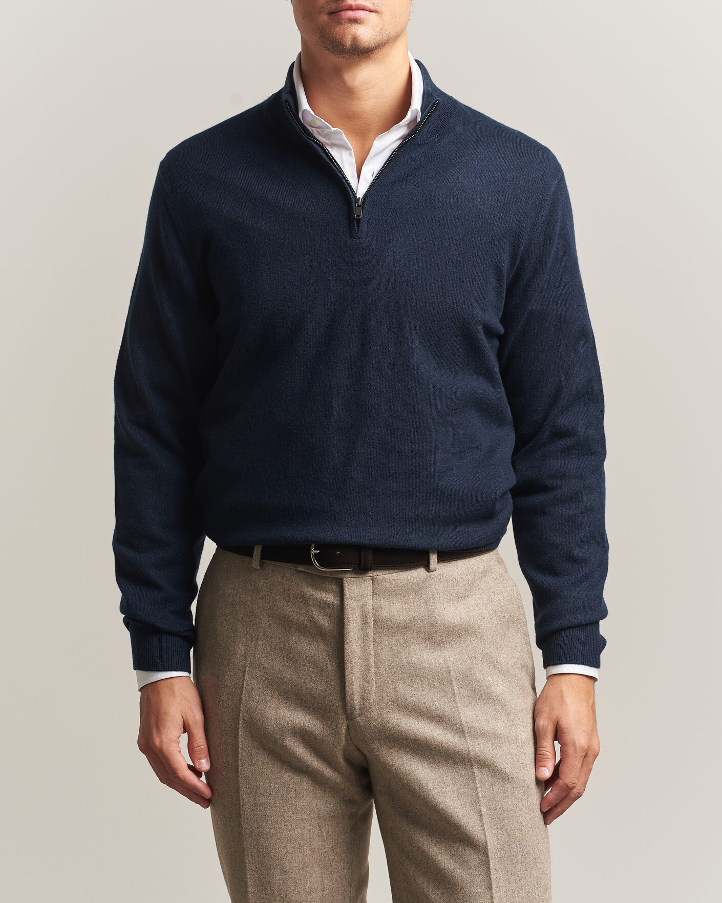 Mies | Puserot | Charles Tyrwhitt | Pure Cashmere Zip Neck Jumper Navy