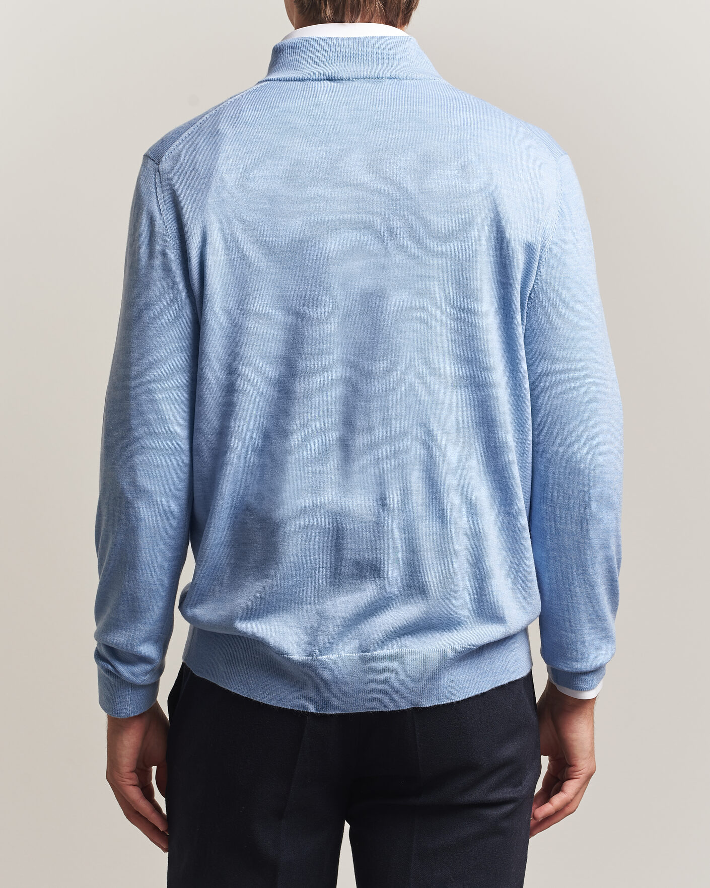 Mies | Puserot | Charles Tyrwhitt | Pure Merino Zip Neck Jumper Cornflower Blue