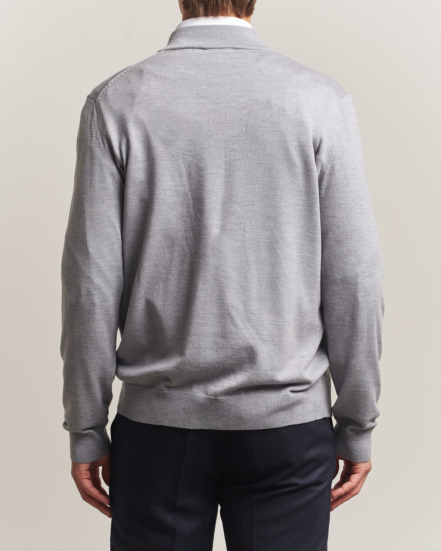 Mies | Puserot | Charles Tyrwhitt | Pure Merino Zip Neck Jumper Light Grey