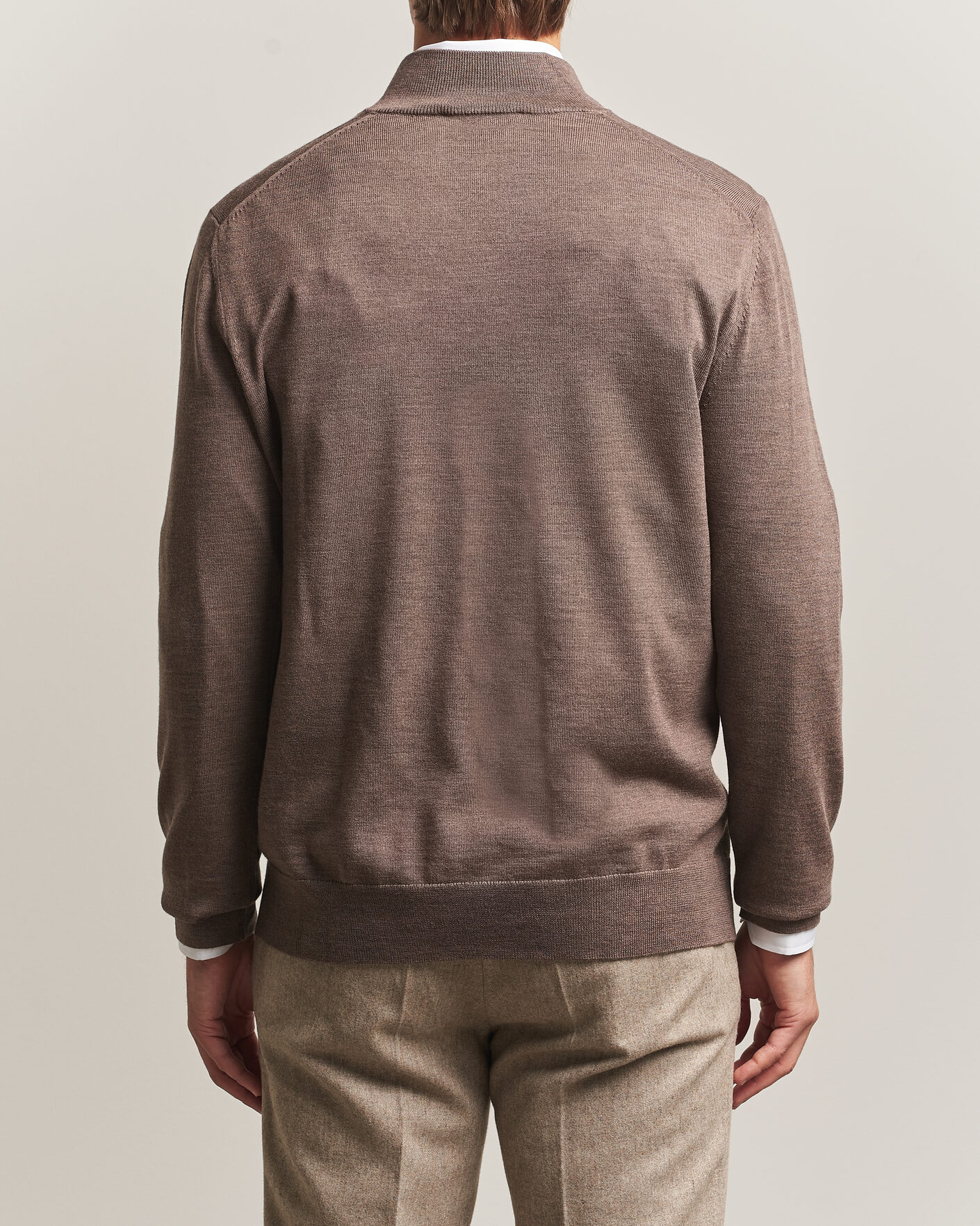 Mies | Puserot | Charles Tyrwhitt | Pure Merino Zip Neck Jumper Mocha