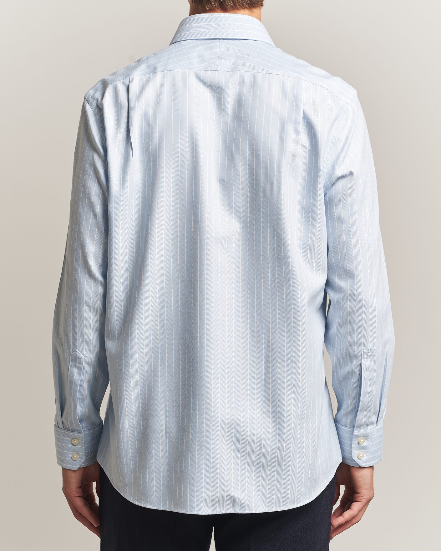 Mies | Kauluspaidat | Charles Tyrwhitt | Slim Fit Non Iron Herringbone Stripe Shirt Light Blue