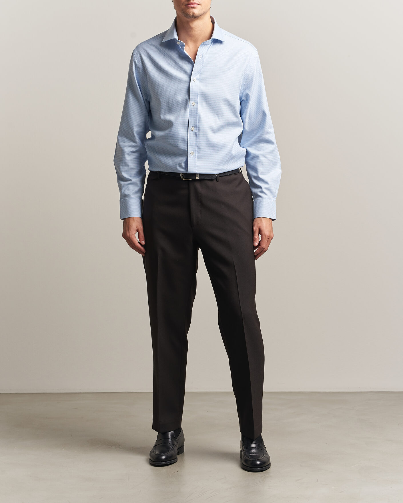 Mies | Kauluspaidat | Charles Tyrwhitt | Slim Fit Non Iron Trafalgar Weave Shirt Sky Blue