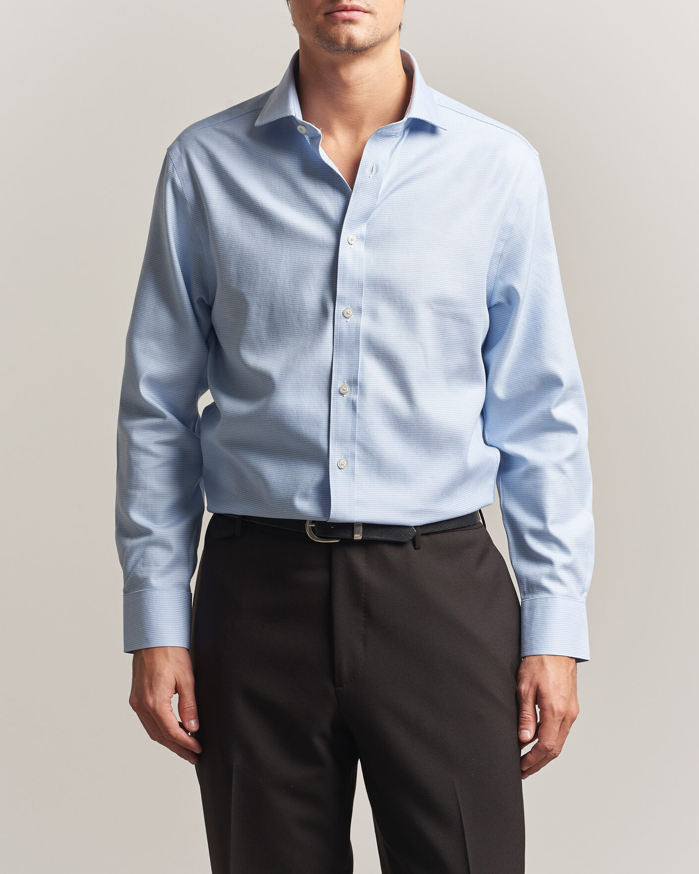 Mies | Kauluspaidat | Charles Tyrwhitt | Slim Fit Non Iron Trafalgar Weave Shirt Sky Blue