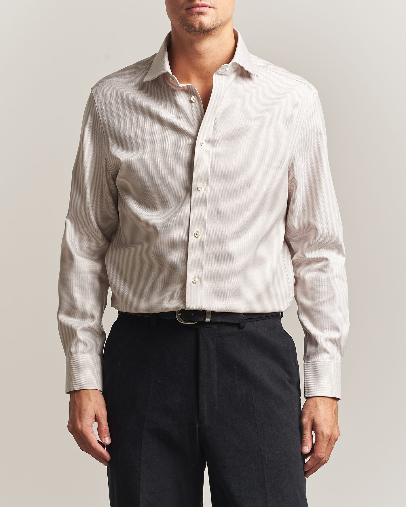 Mies | Kauluspaidat | Charles Tyrwhitt | Slim Fit Non Iron Trafalgar Weave Shirt Stone