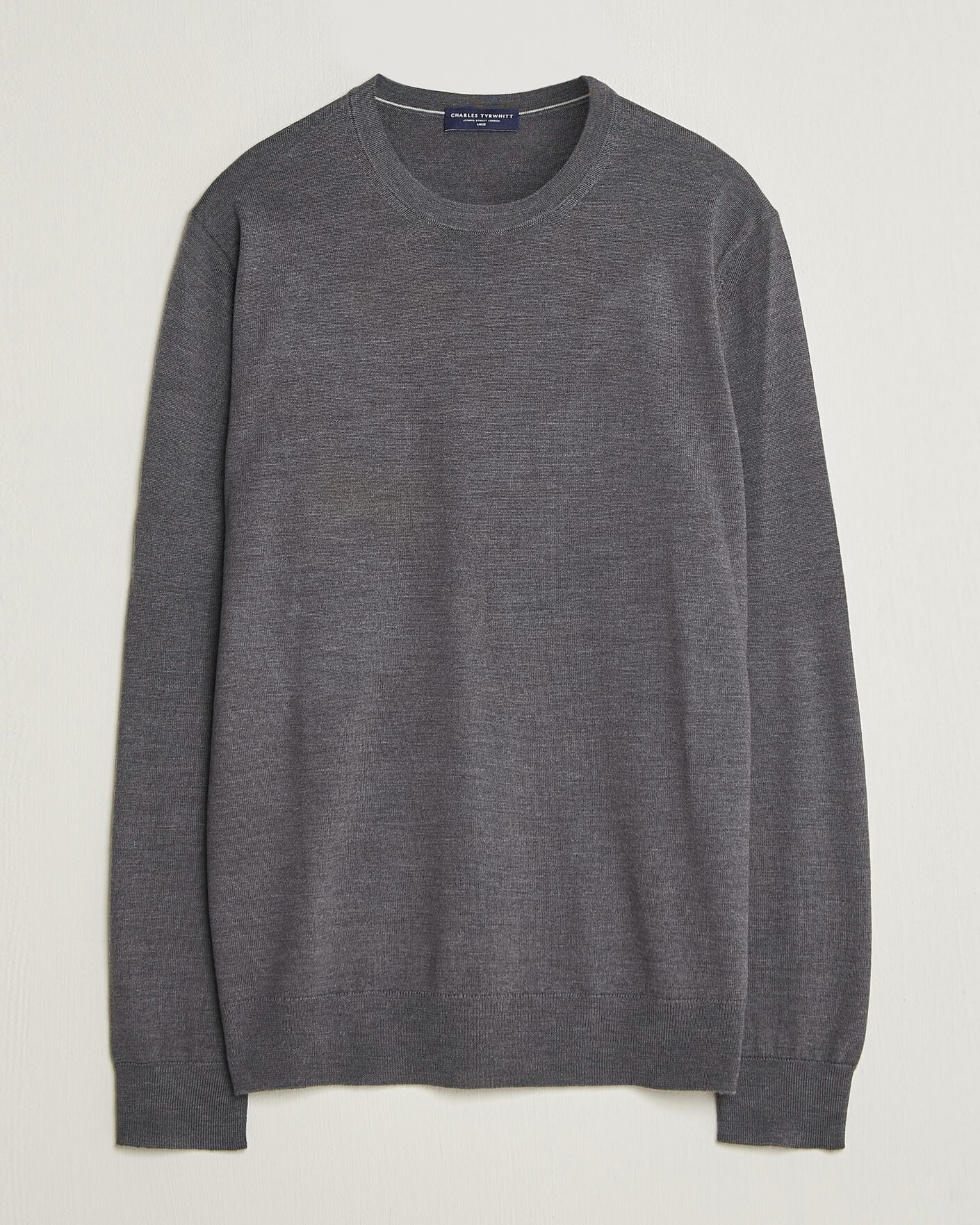 Mies | Puserot | Charles Tyrwhitt | Pure Merino Crew Neck Jumper Grey