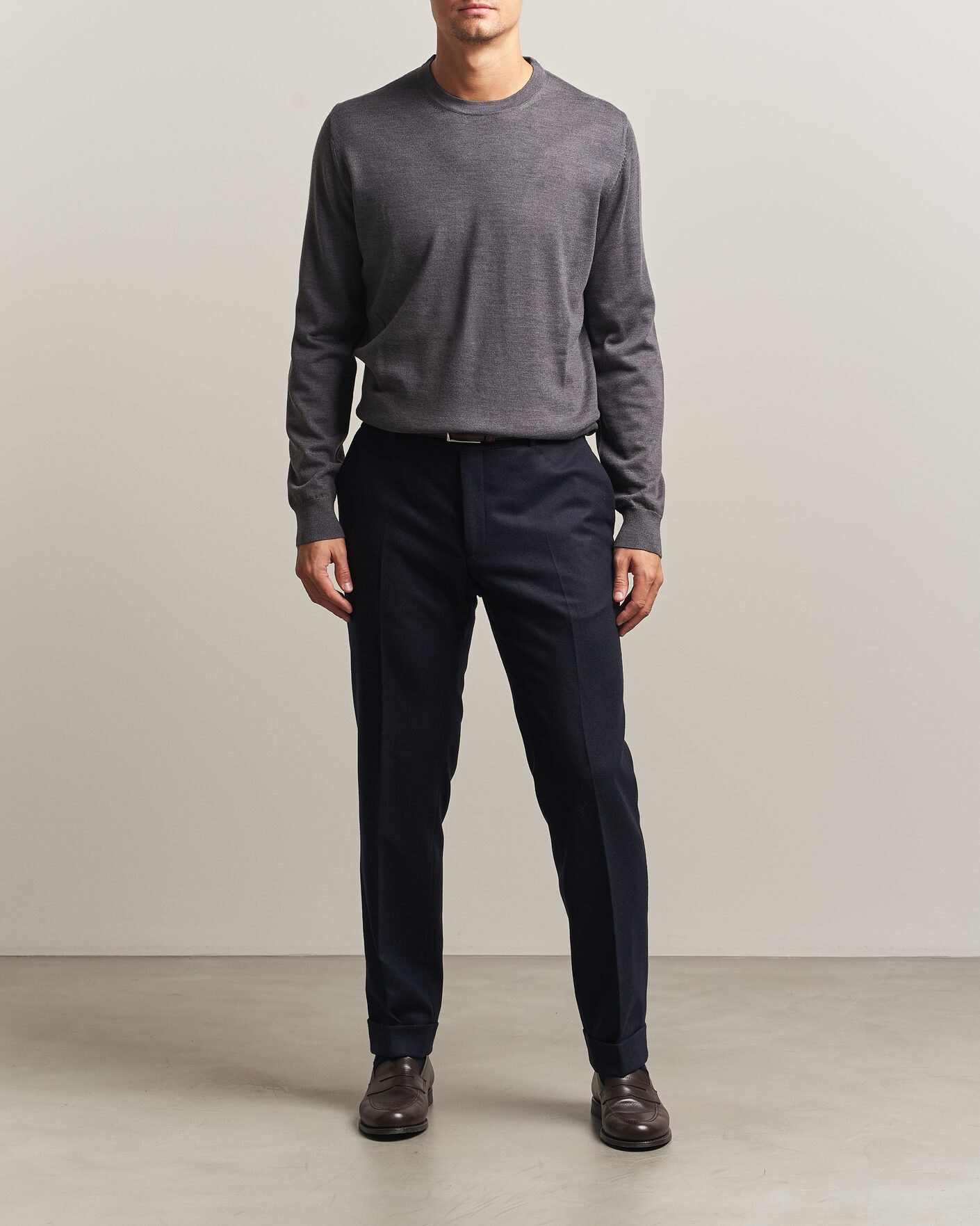 Mies | Puserot | Charles Tyrwhitt | Pure Merino Crew Neck Jumper Grey