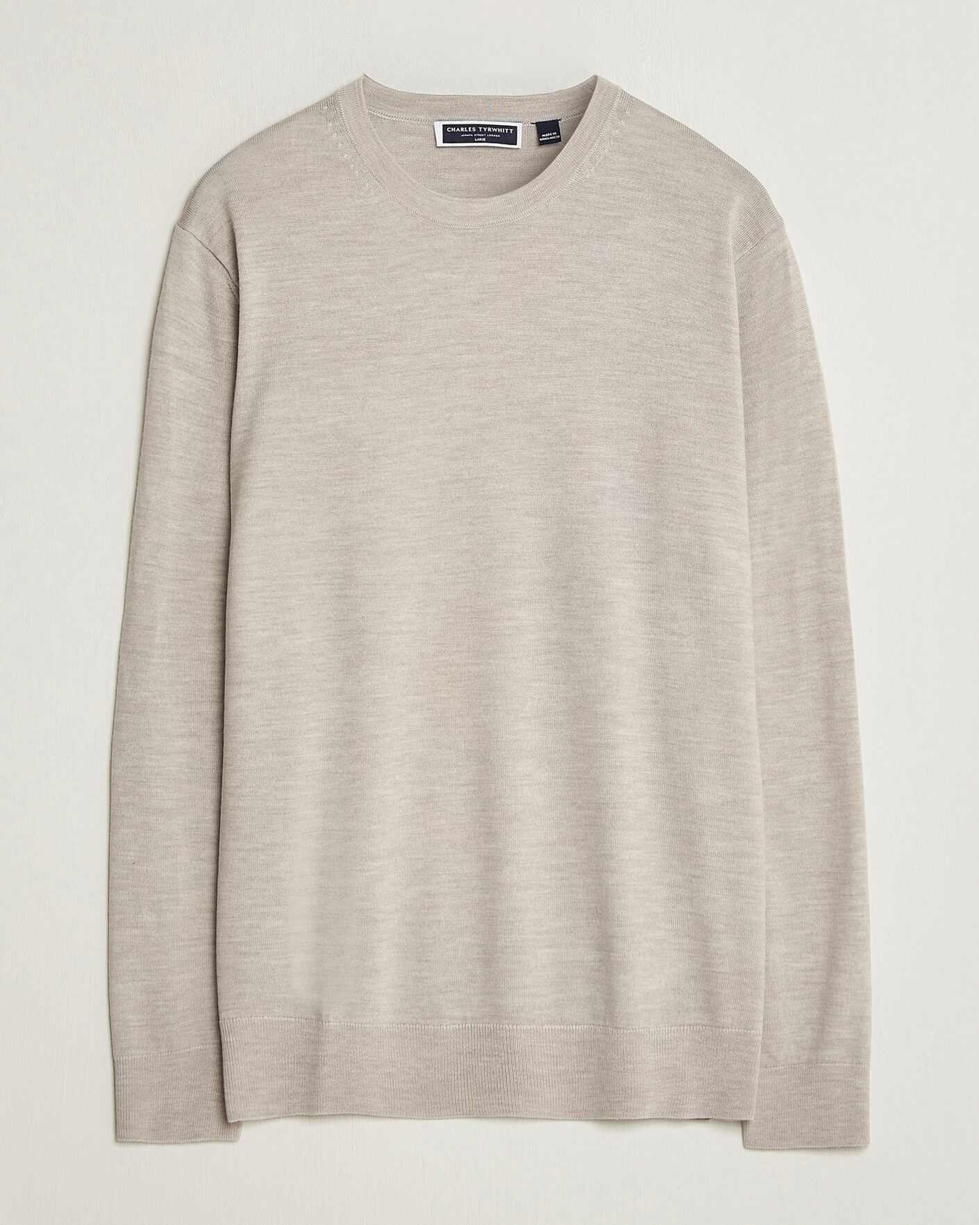 Mies | Puserot | Charles Tyrwhitt | Pure Merino Crew Neck Jumper Limestone