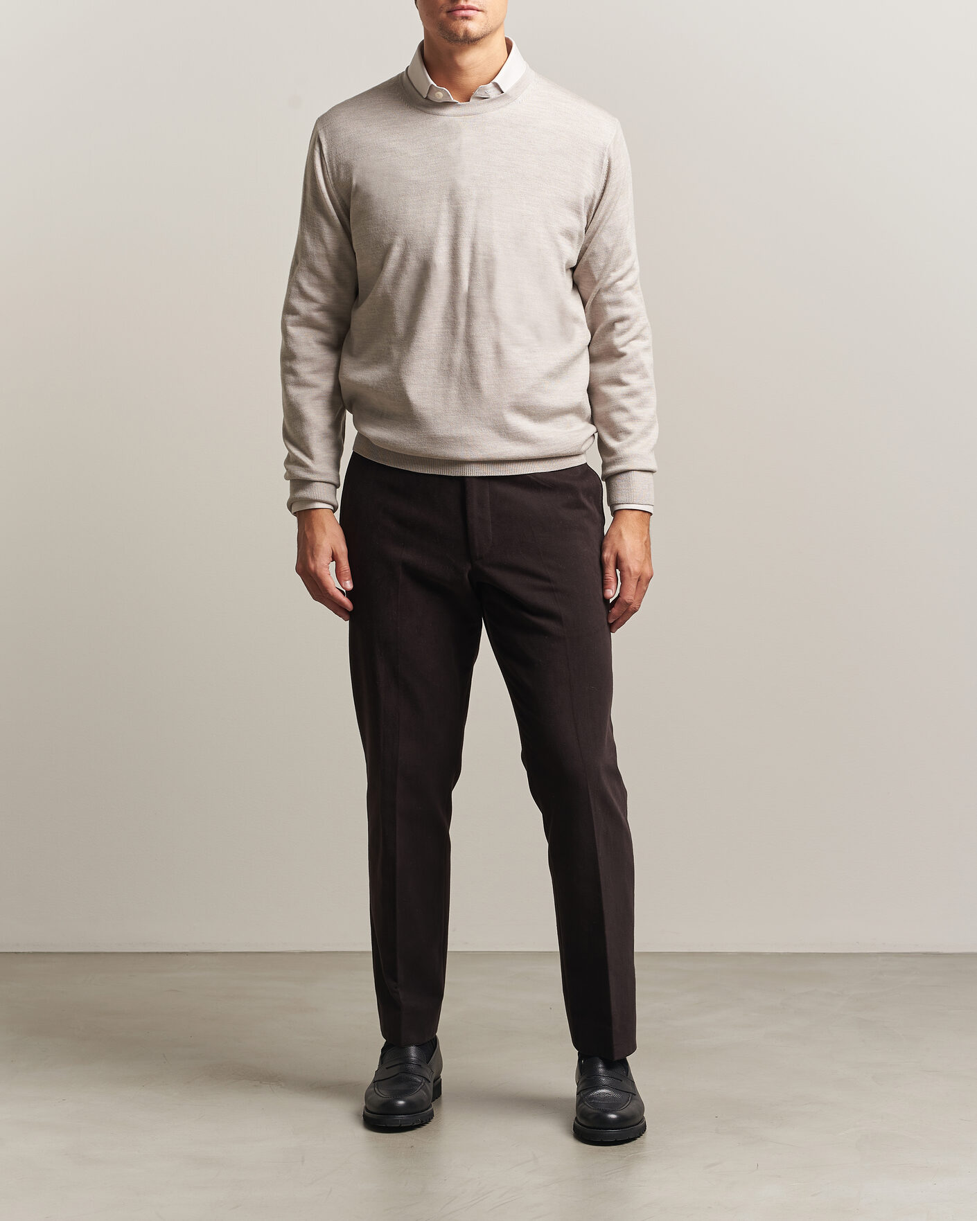 Mies | Puserot | Charles Tyrwhitt | Pure Merino Crew Neck Jumper Limestone
