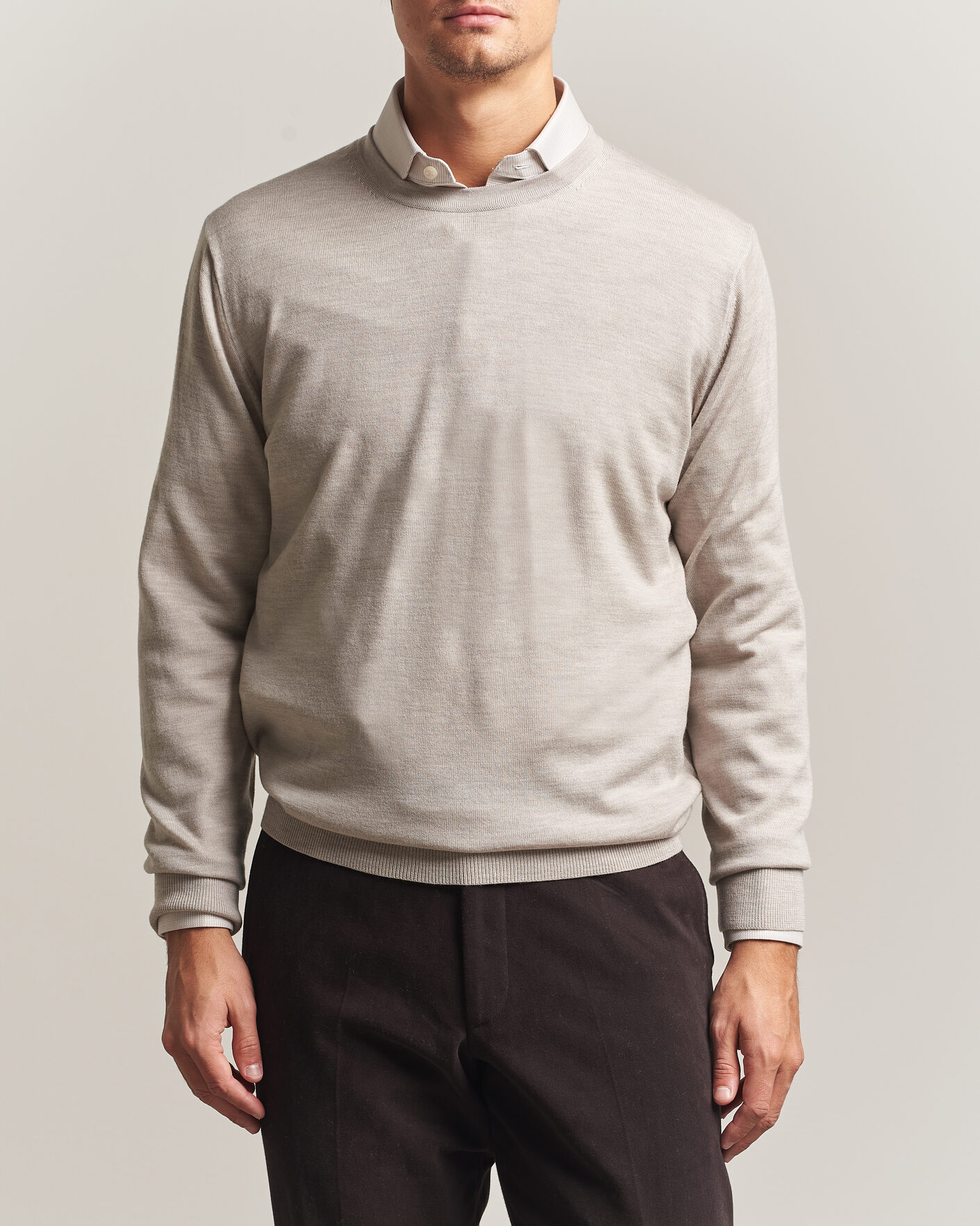 Mies | Puserot | Charles Tyrwhitt | Pure Merino Crew Neck Jumper Limestone