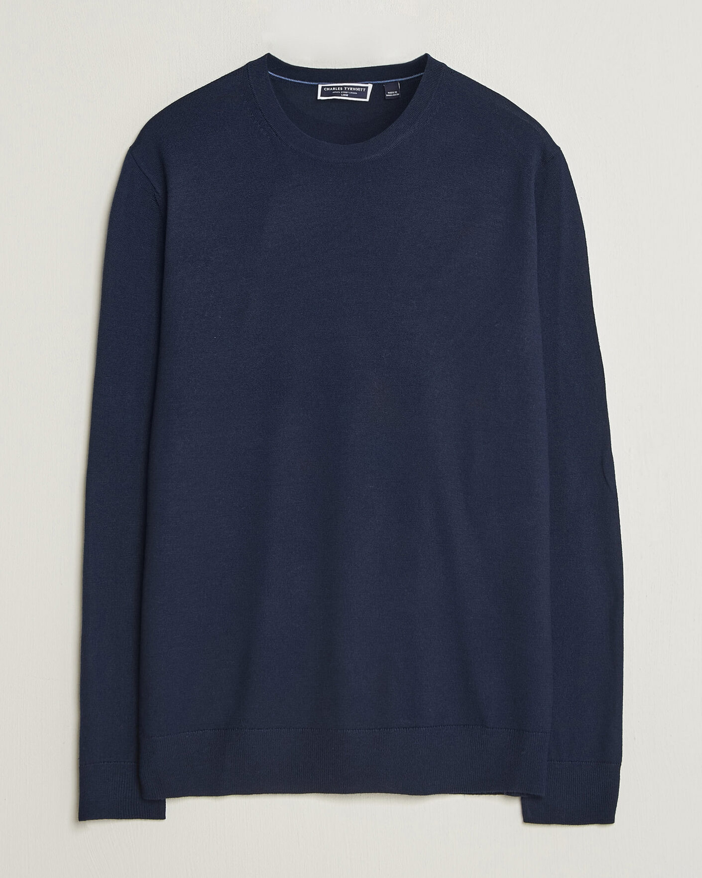 Mies | Puserot | Charles Tyrwhitt | Pure Merino Crew Neck Jumper Navy