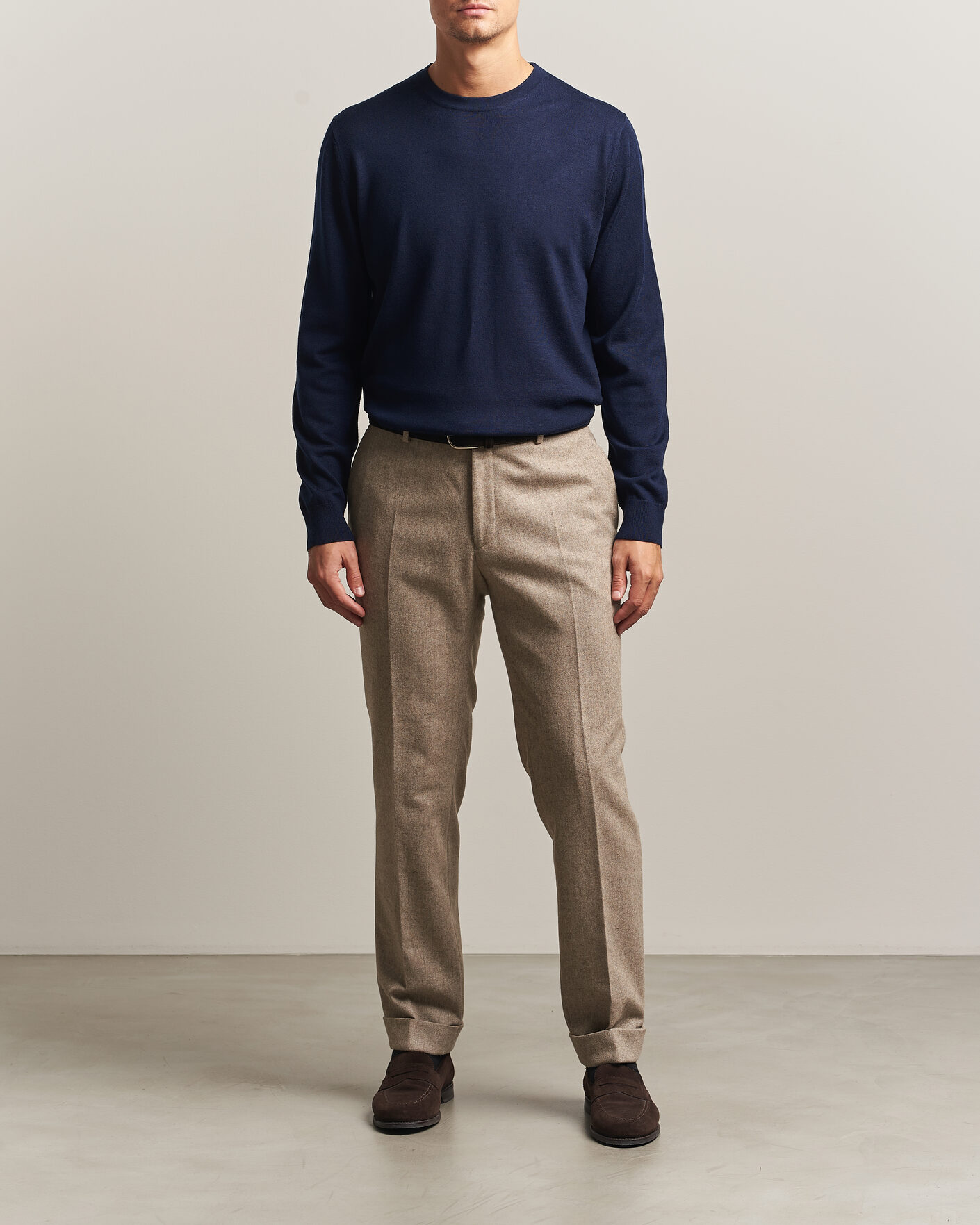 Mies | Puserot | Charles Tyrwhitt | Pure Merino Crew Neck Jumper Navy