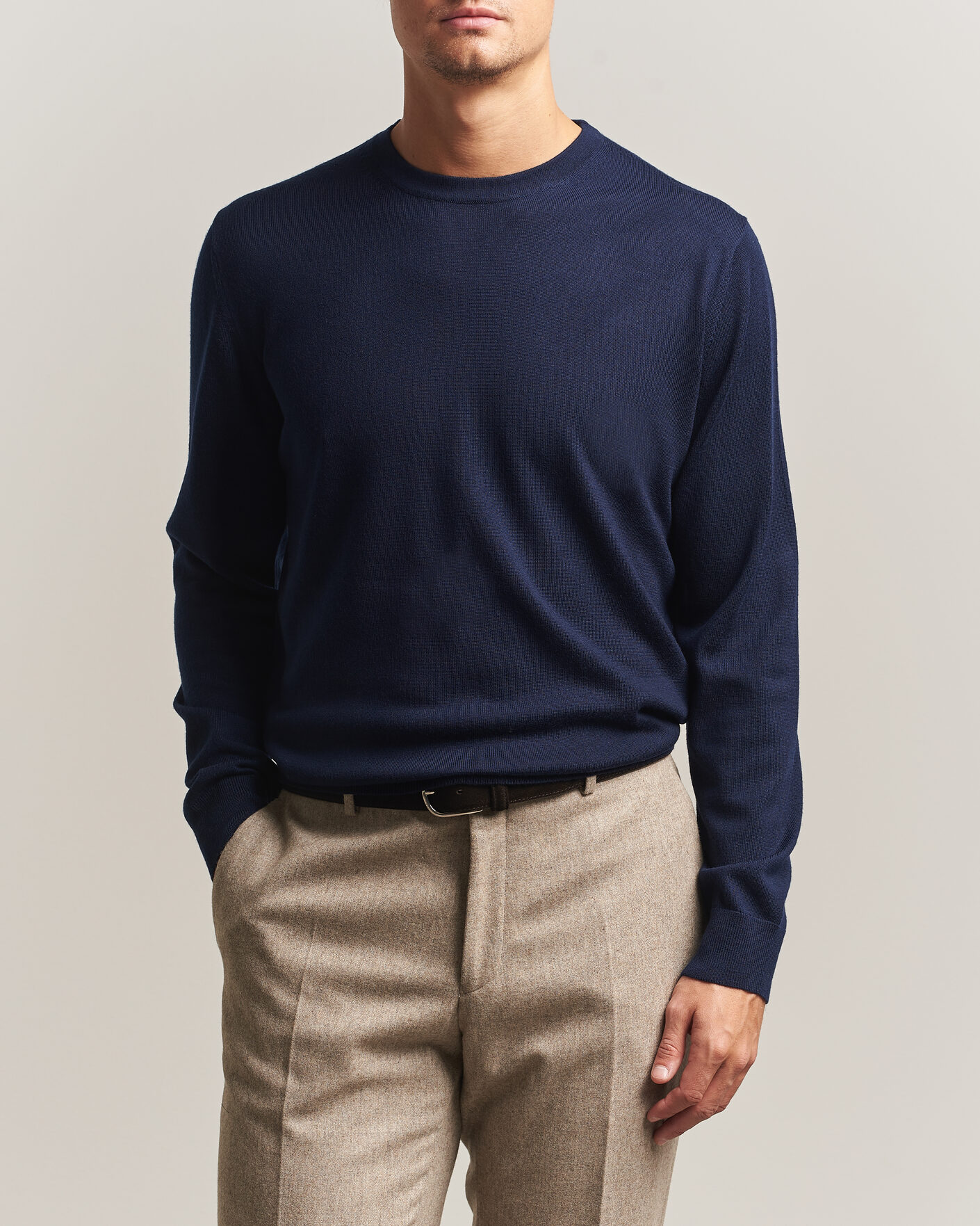 Mies | Puserot | Charles Tyrwhitt | Pure Merino Crew Neck Jumper Navy