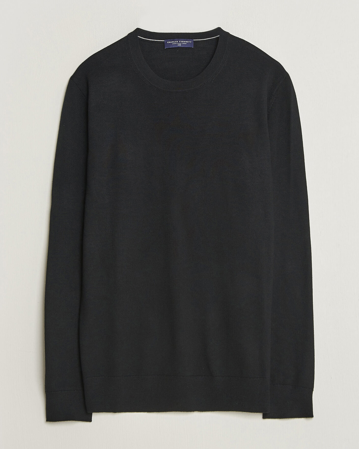 Mies | Puserot | Charles Tyrwhitt | Pure Merino Crew Neck Jumper Black