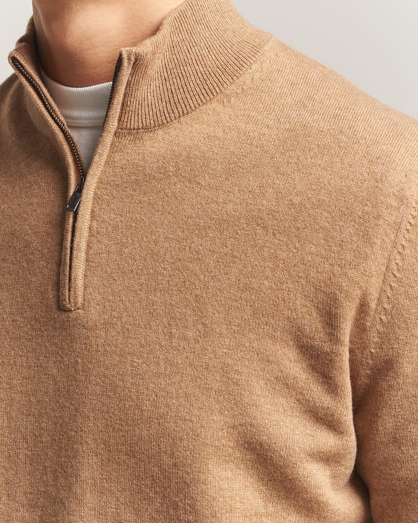 Mies | Puserot | Charles Tyrwhitt | Pure Cashmere Zip Neck Jumper Tan