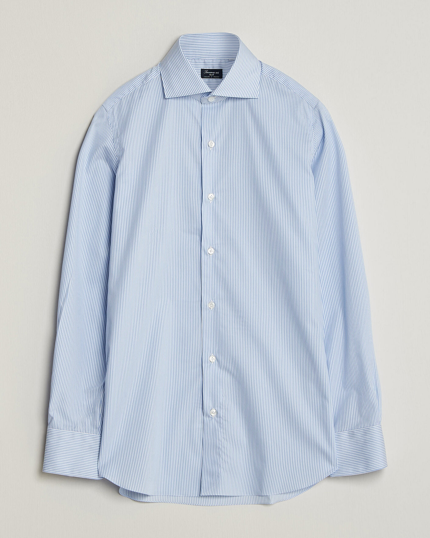 Mies | Kauluspaidat | Finamore Napoli | Milano Slim Traveller Cotton Shirt Blue Stripe