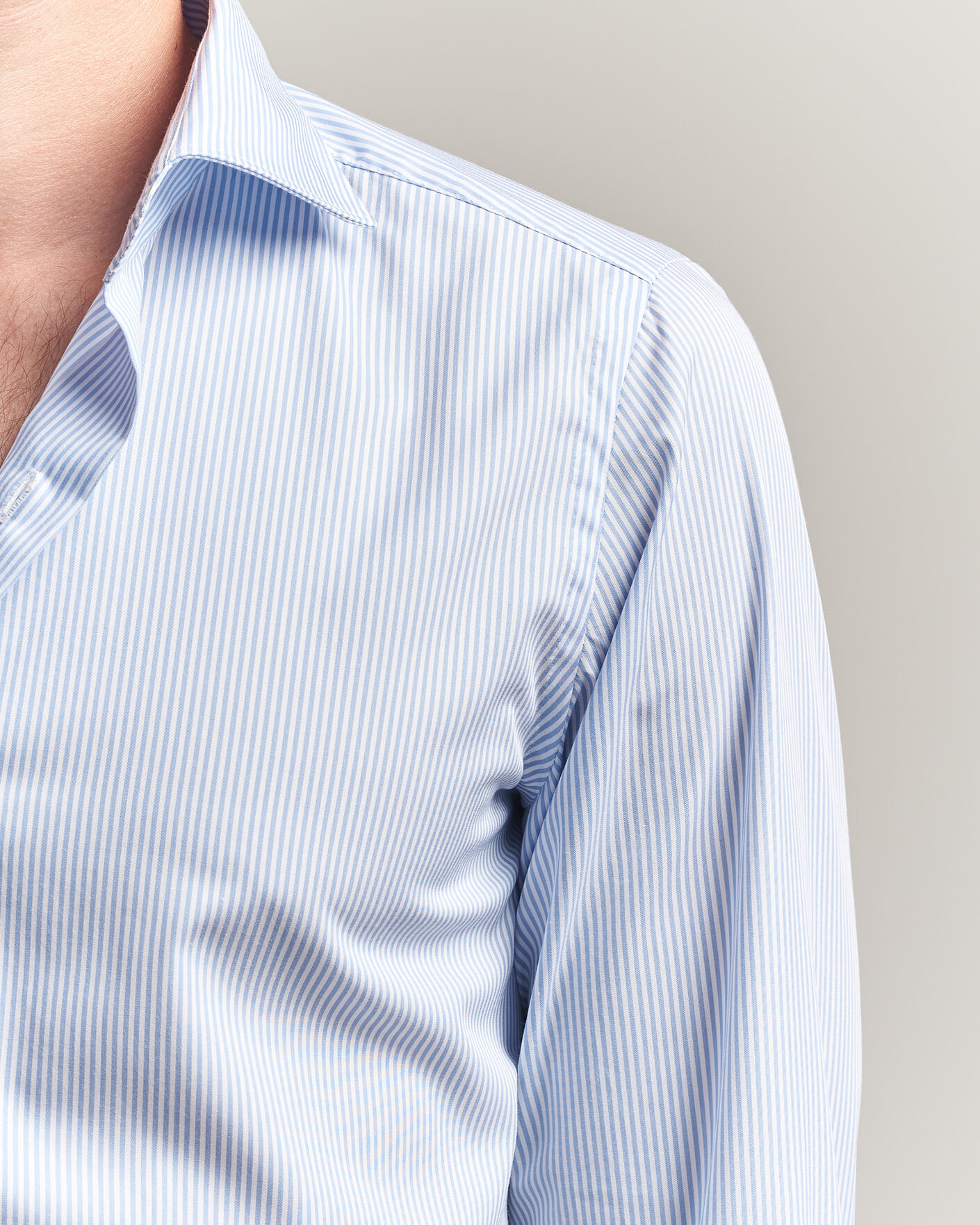 Mies | Kauluspaidat | Finamore Napoli | Milano Slim Traveller Cotton Shirt Blue Stripe