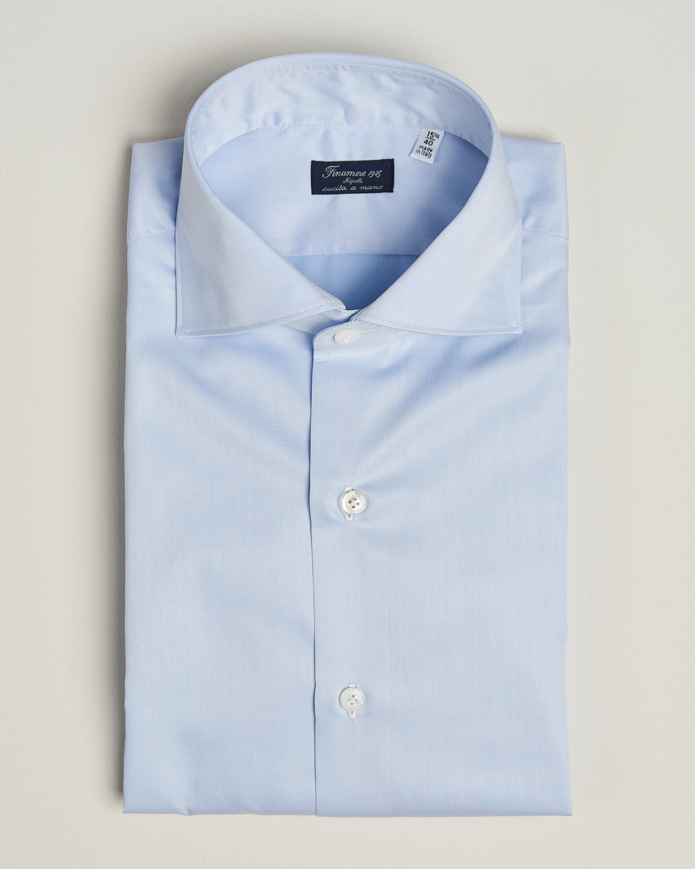 Mies | Kauluspaidat | Finamore Napoli | Milano Slim Traveller Cotton Shirt Light Blue